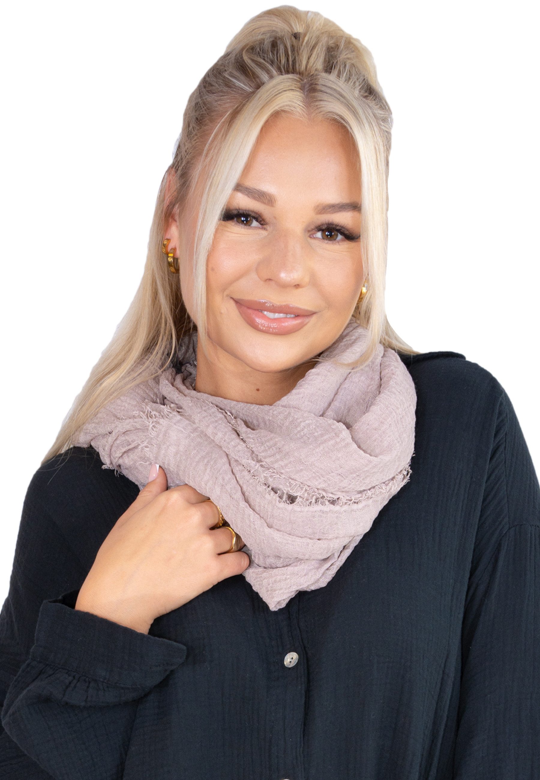 Seasons of April Schal Isabella Schal, Dünner, leichter und weicher Uni Damen Schal in gewellter Struktur