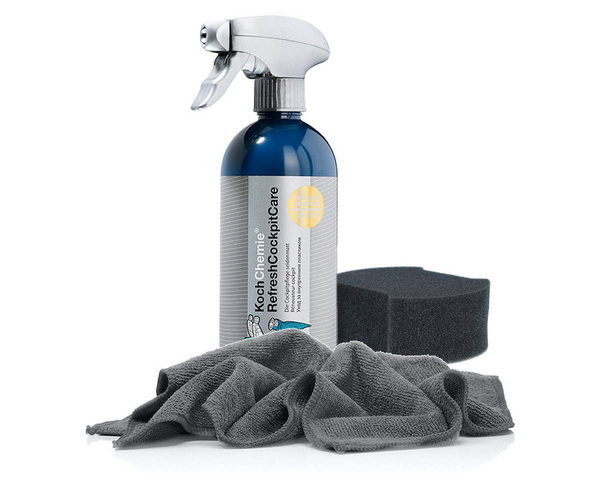 autopflege Koch Chemie Refresh Cockpit Care Cockpitpflege Set Auto-Reinigungsmittel (3-St. mit Auftragsschwamm - mit Mikrofasertuch)