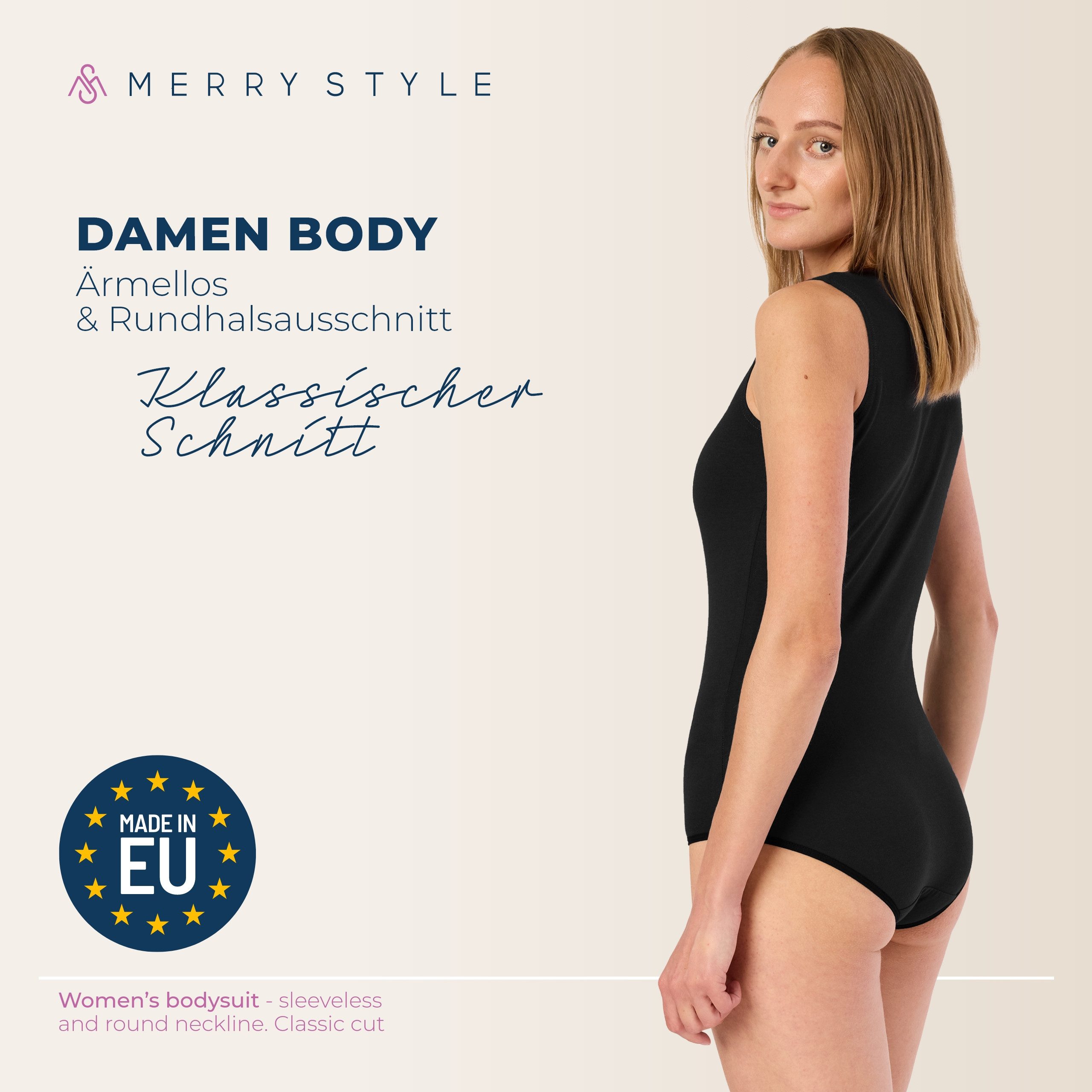 Merry Style Body Damen Body Ärmellos BD901