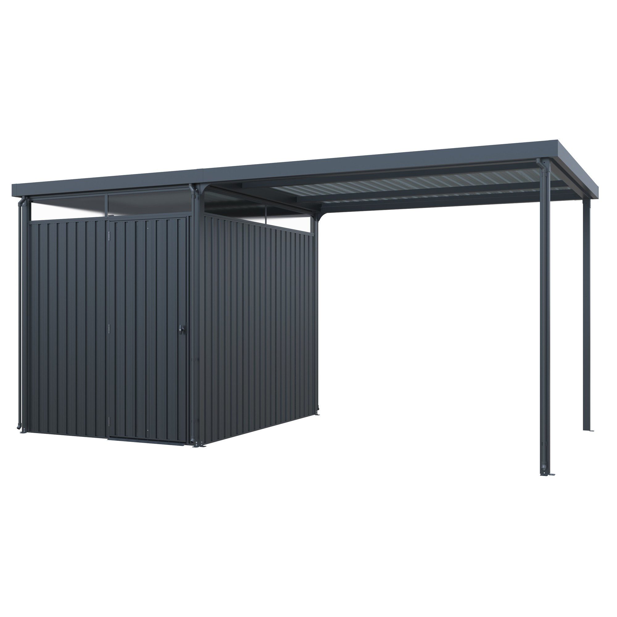 HOME DELUXE Terrasse Gartenhaus inkl. Überdachung LEVANTO, BxT:490x245 cm, Kombi-Set aus Geräteschuppen und Überdachung