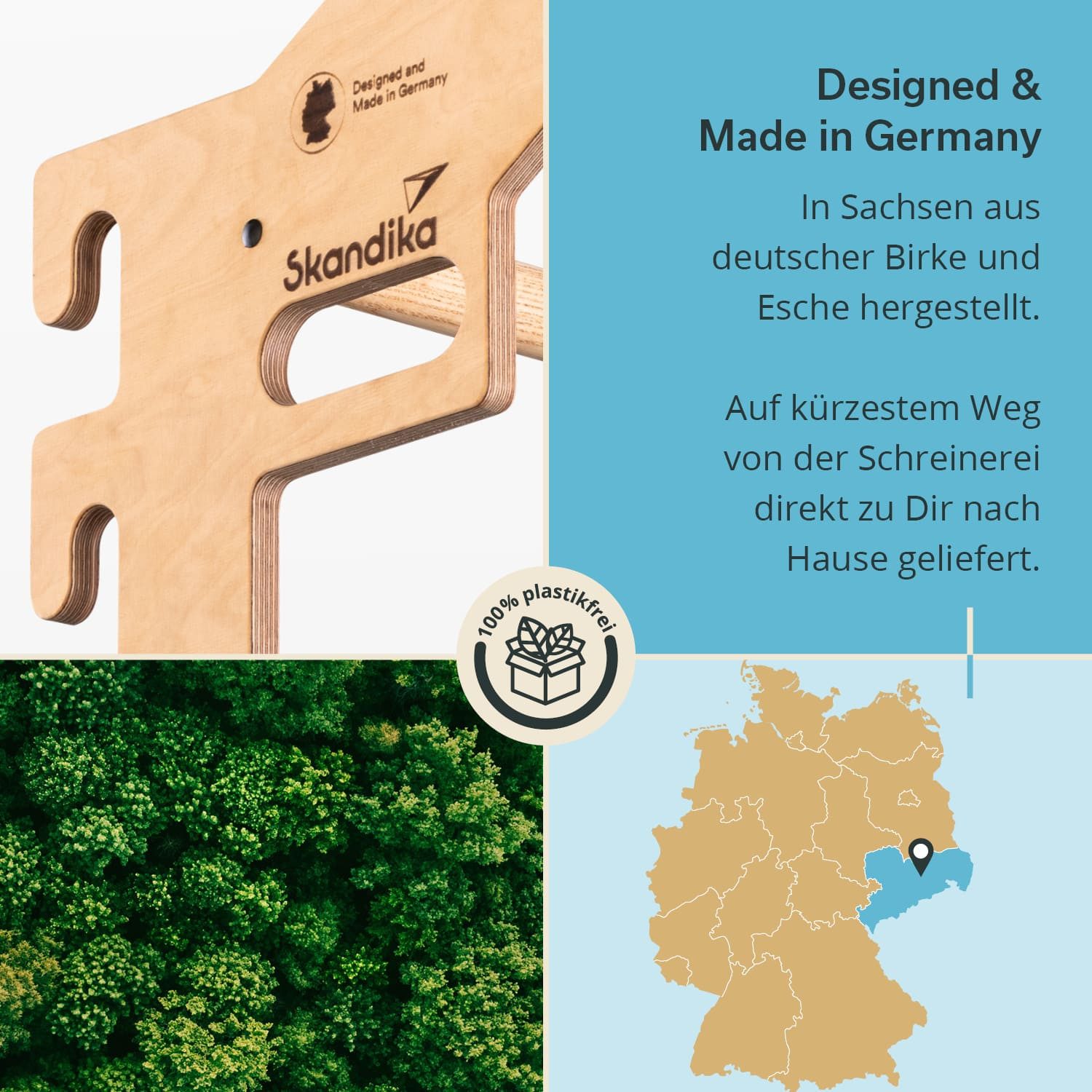 Skandika Klimmzugstange Holz Vira, für Sprossenwand zum Einhängen, mit 3 Stangen, bis 130 kg, Made in Germany, ohne Bohren oder Schrauben, Esche Massivholz, 4,2 kg