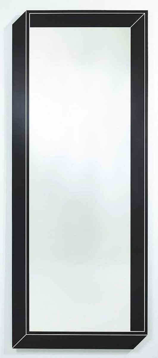 Casa Padrino Wandspiegel Luxus Wandspiegel Schwarz 67 x 2,5 x H. 167 cm - Rechteckiger Spiegel mit 3D Optik Spiegelrahmen - Luxus Kollektion