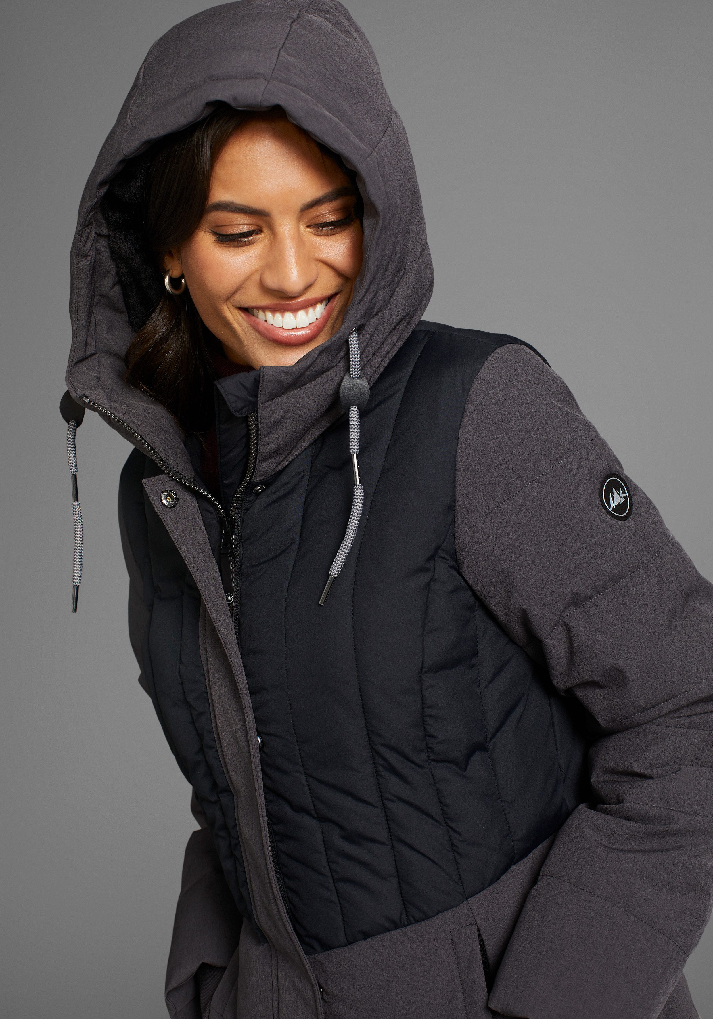 Polarino Winterjacke gesteppter Winterparka mit gefütterter Kapuze