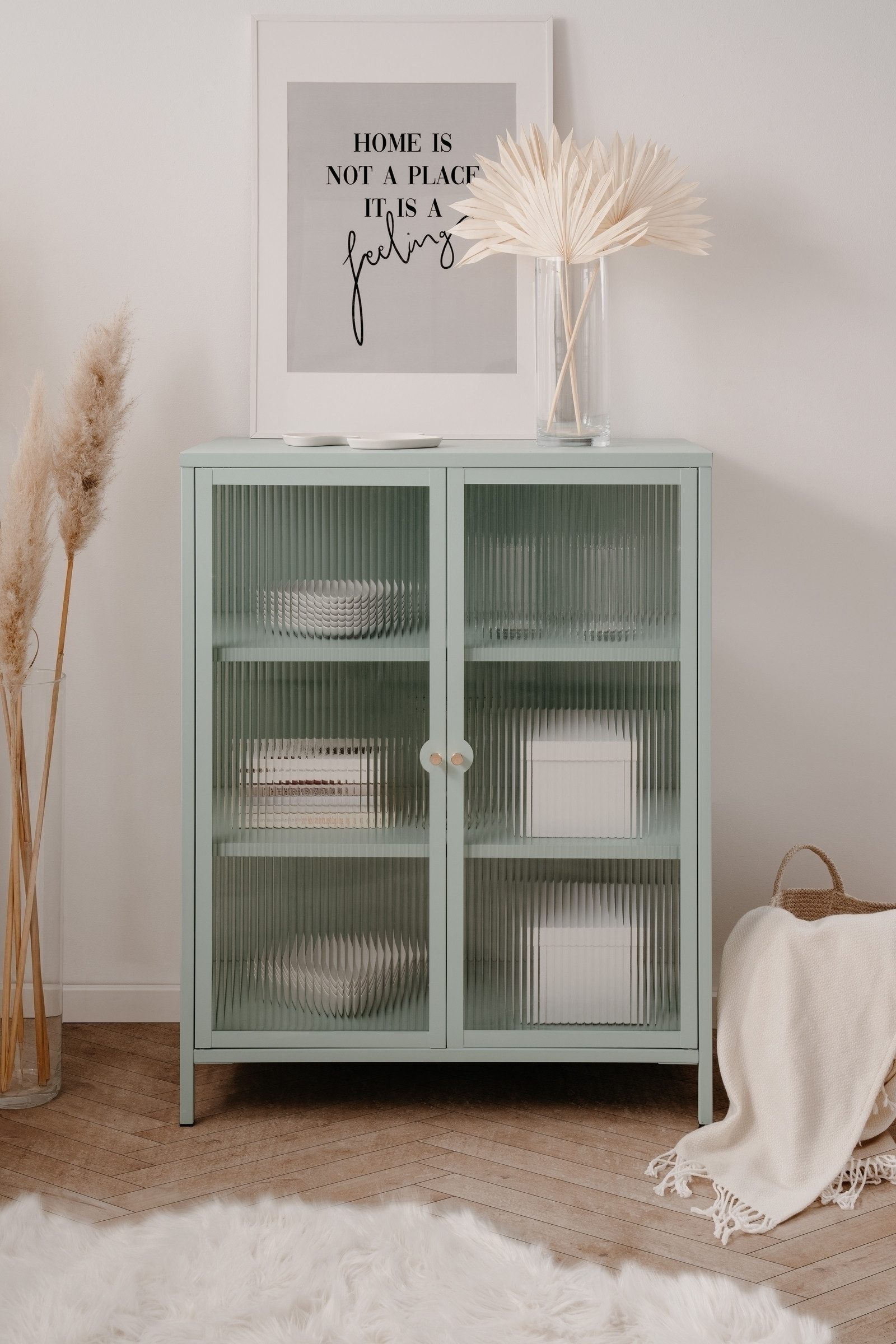 Vitrine  Milea ¦ grün ¦ Maße (cm): B: 80 H: 101,5 T: 40.0 Schränke > Vitrin günstig online kaufen