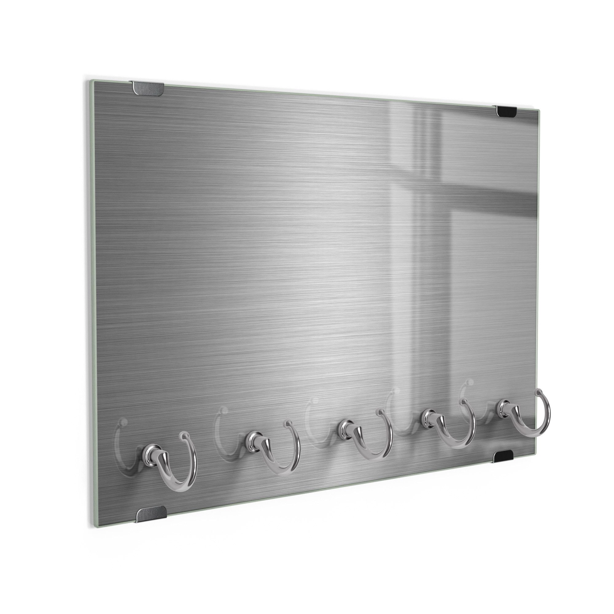 DEQORI Schlüsselbrett 'Gebürstetes Aluminium', (1 St), Schlüsselhalter Schlüssel Haken Schlüsselboard modern Schlüsselleiste