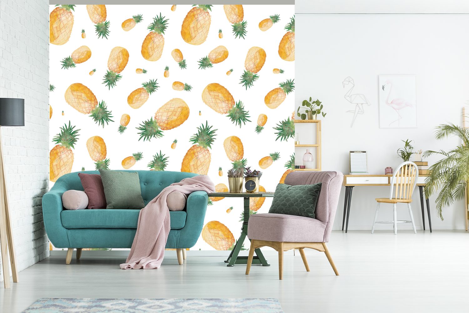 MuchoWow Fototapete Ananas - (5 Tapete Matt, für Obst Vinyl Schlafzimmer, St), oder Design, - bedruckt, Wohnzimmer Wandtapete