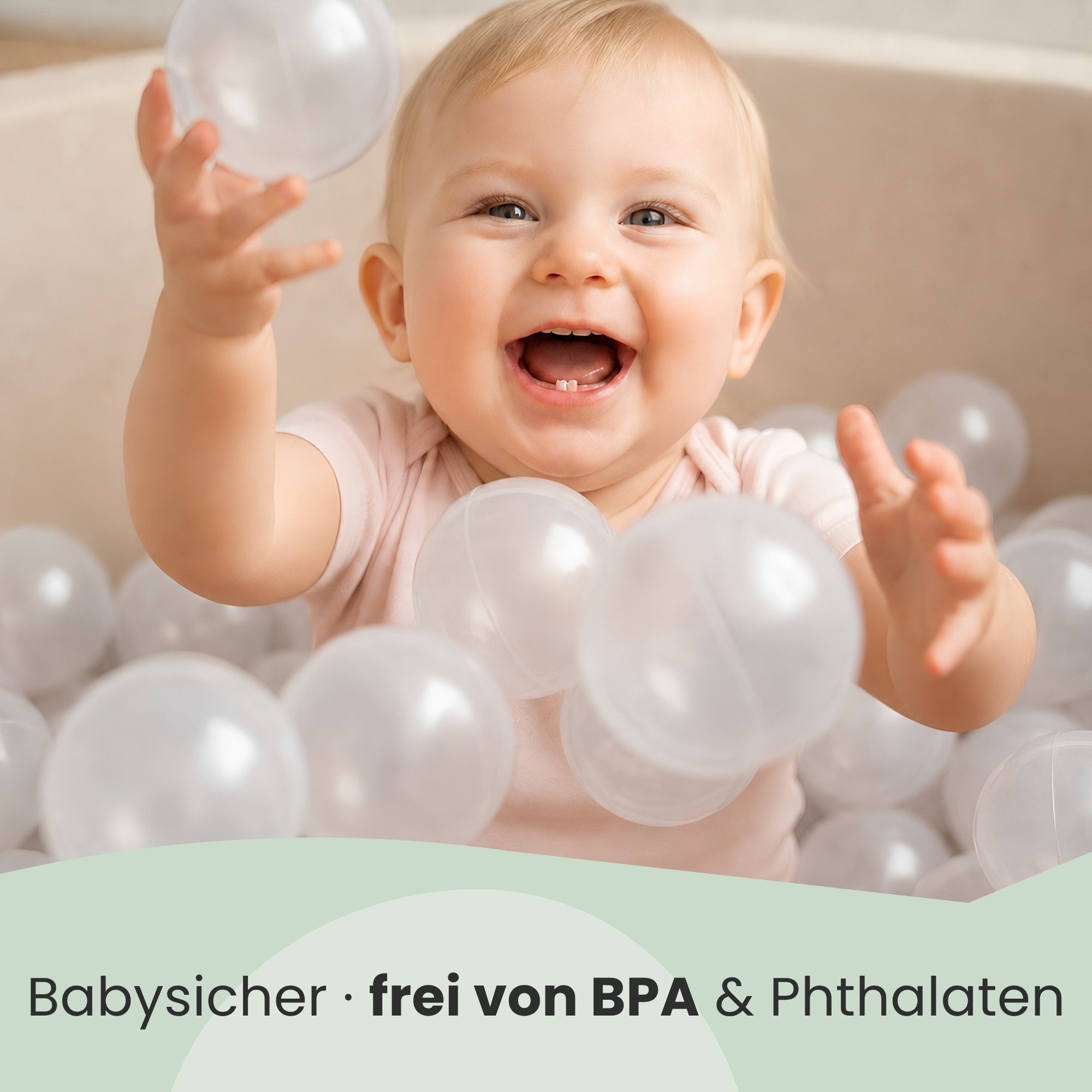 LittleTom Bällebad-Bälle Baby - 50 Bunte Bälle fürs Bällebad - Geprüfte Spielbälle für Kinder (50-St), Ab dem 1. Tag: Babybälle zum Greifen - Plastikbälle für den Bällepool