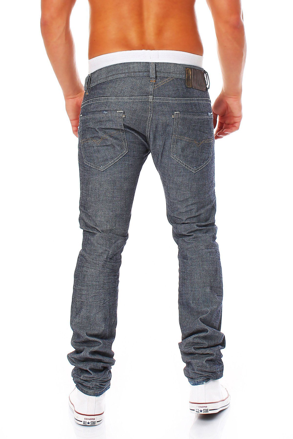Diesel Slim-fit-Jeans Herren Thavar Dezenter Blau-Grau, Pocket 5 Used-Look Style, Röhrenjeans, 0809D