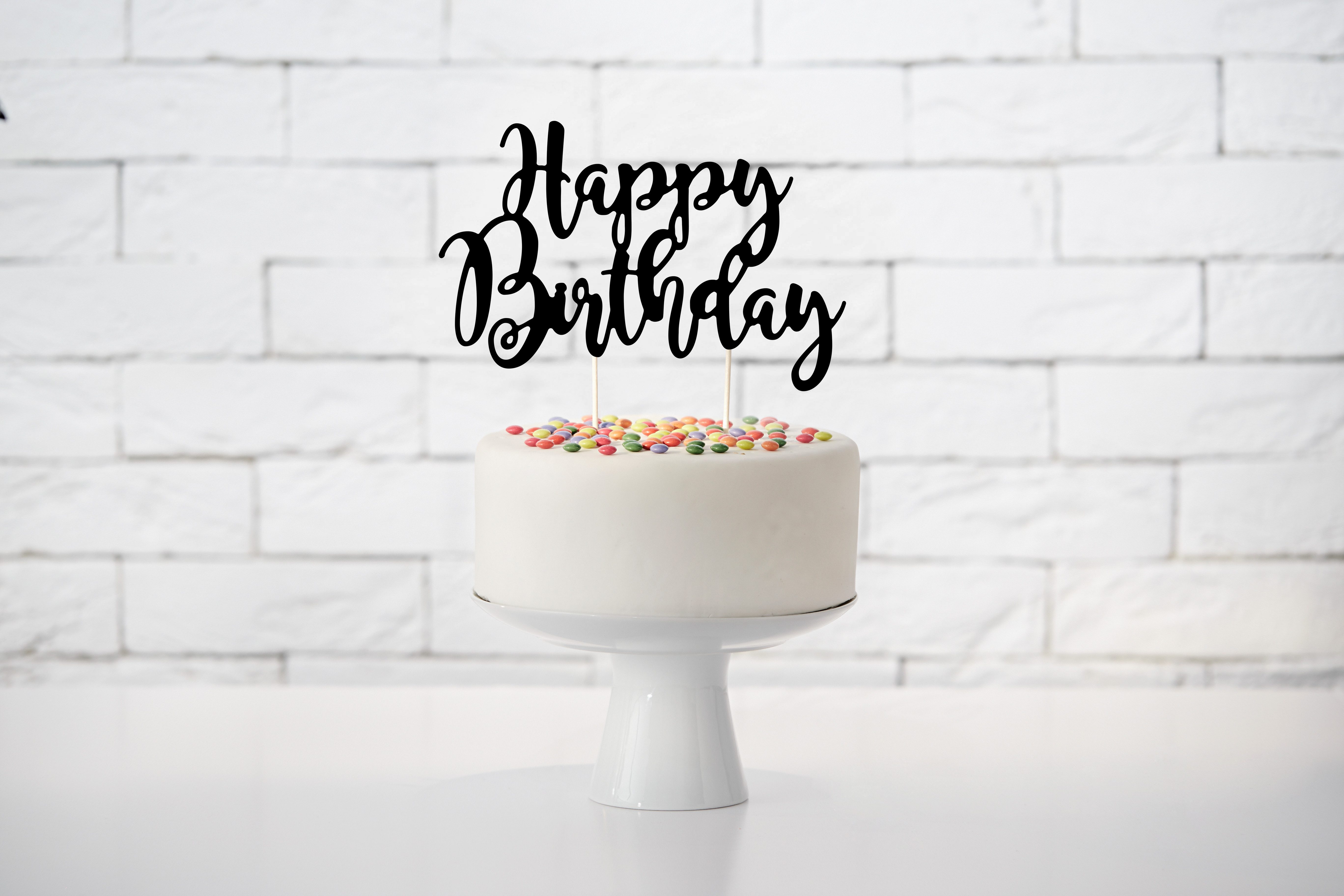 partydeco Hängedekoration Tortendeko 'Happy Birthday' 22,5cm, Schwarz