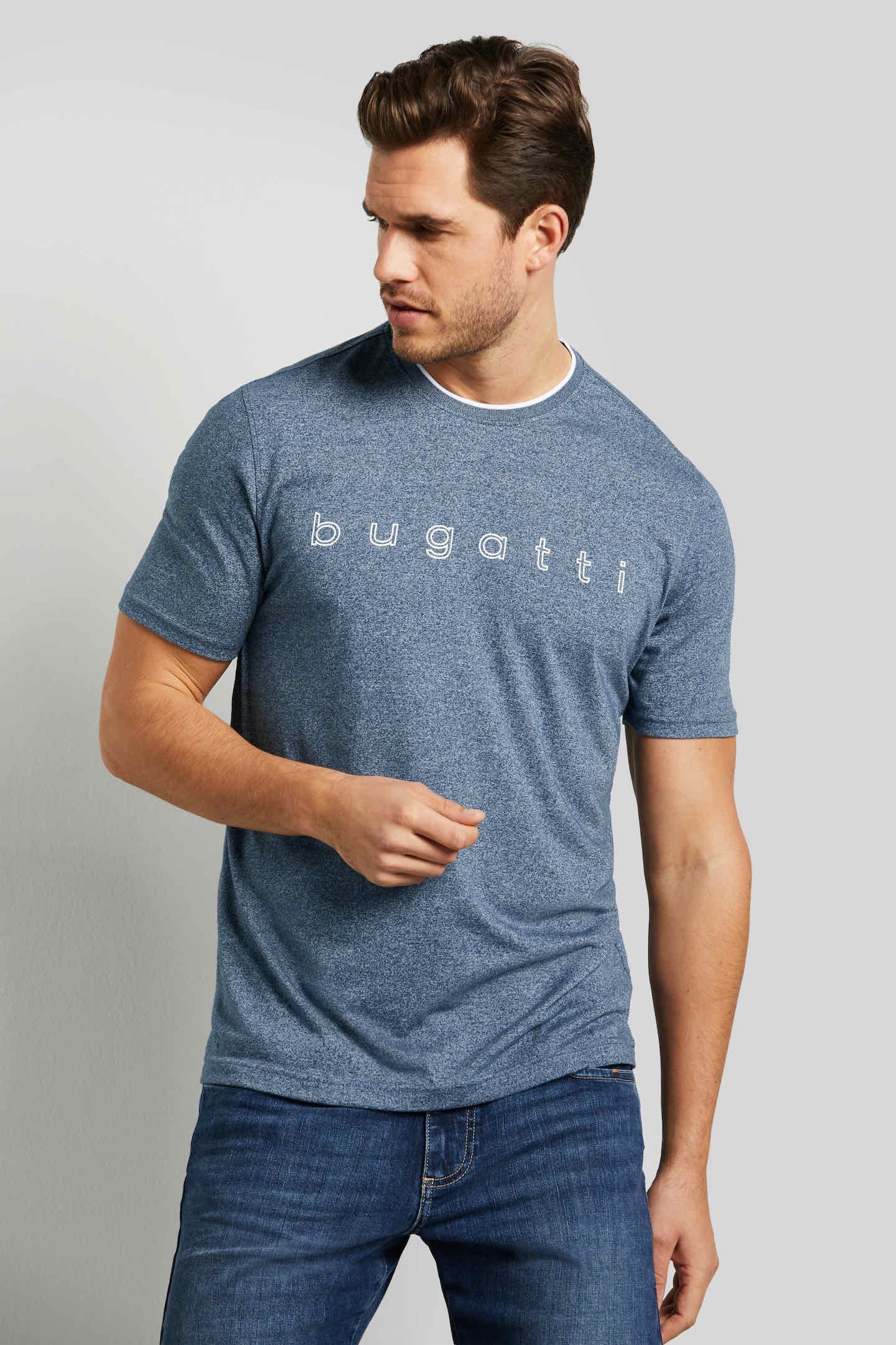 bugatti T-Shirt mit modischen Kontraststreifen am Kragen marine