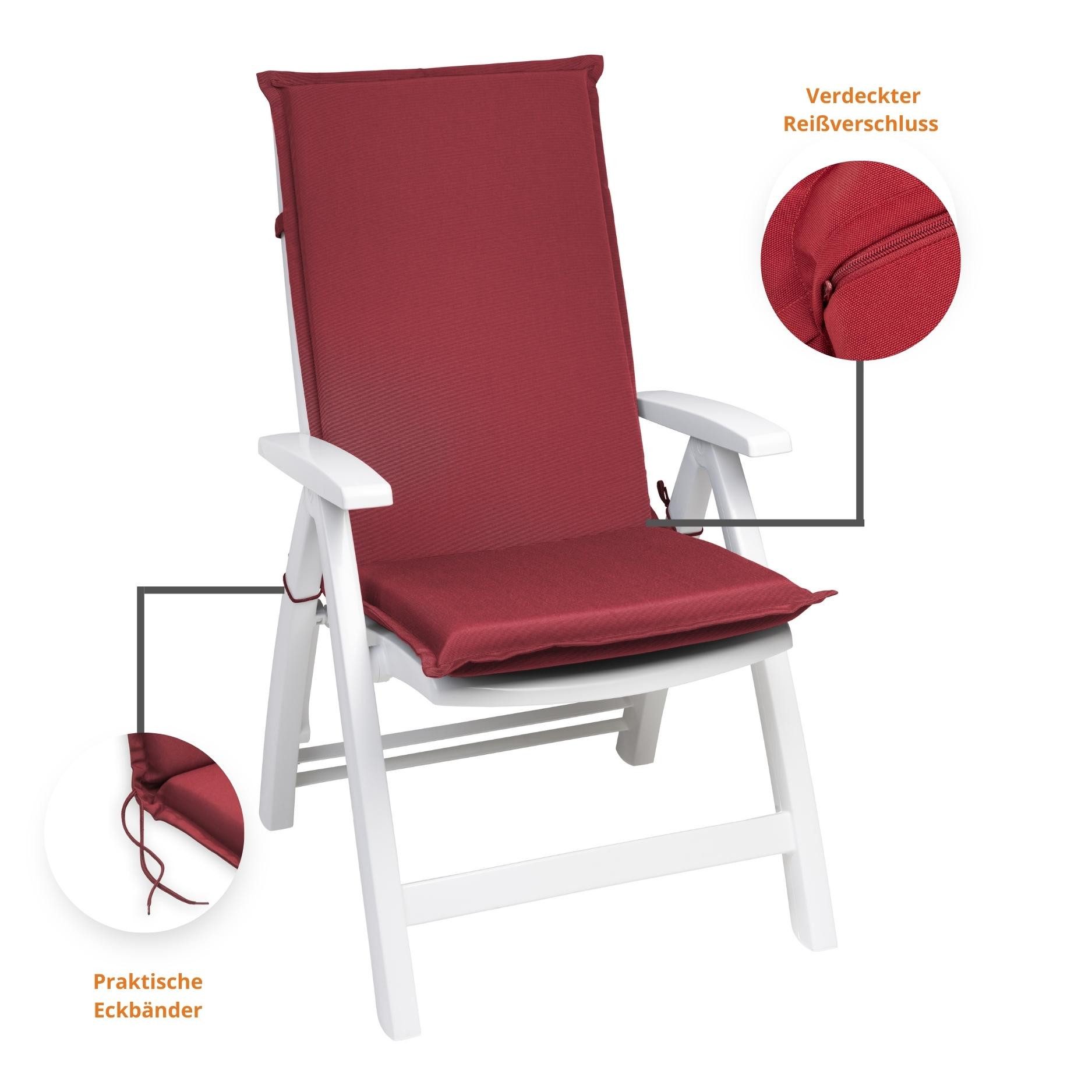 sleepling Hochlehnerauflage Polsterauflage Hochlehner, (2 St., 2er-Set), Polster für Gartenmöbel, Ökotex, Eckbänder und Einstellband