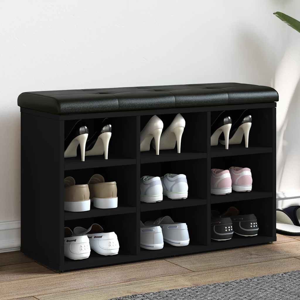 vidaXL Sitzbank Schuhbank Schwarz 82x32x50 cm Holzwerkstoff