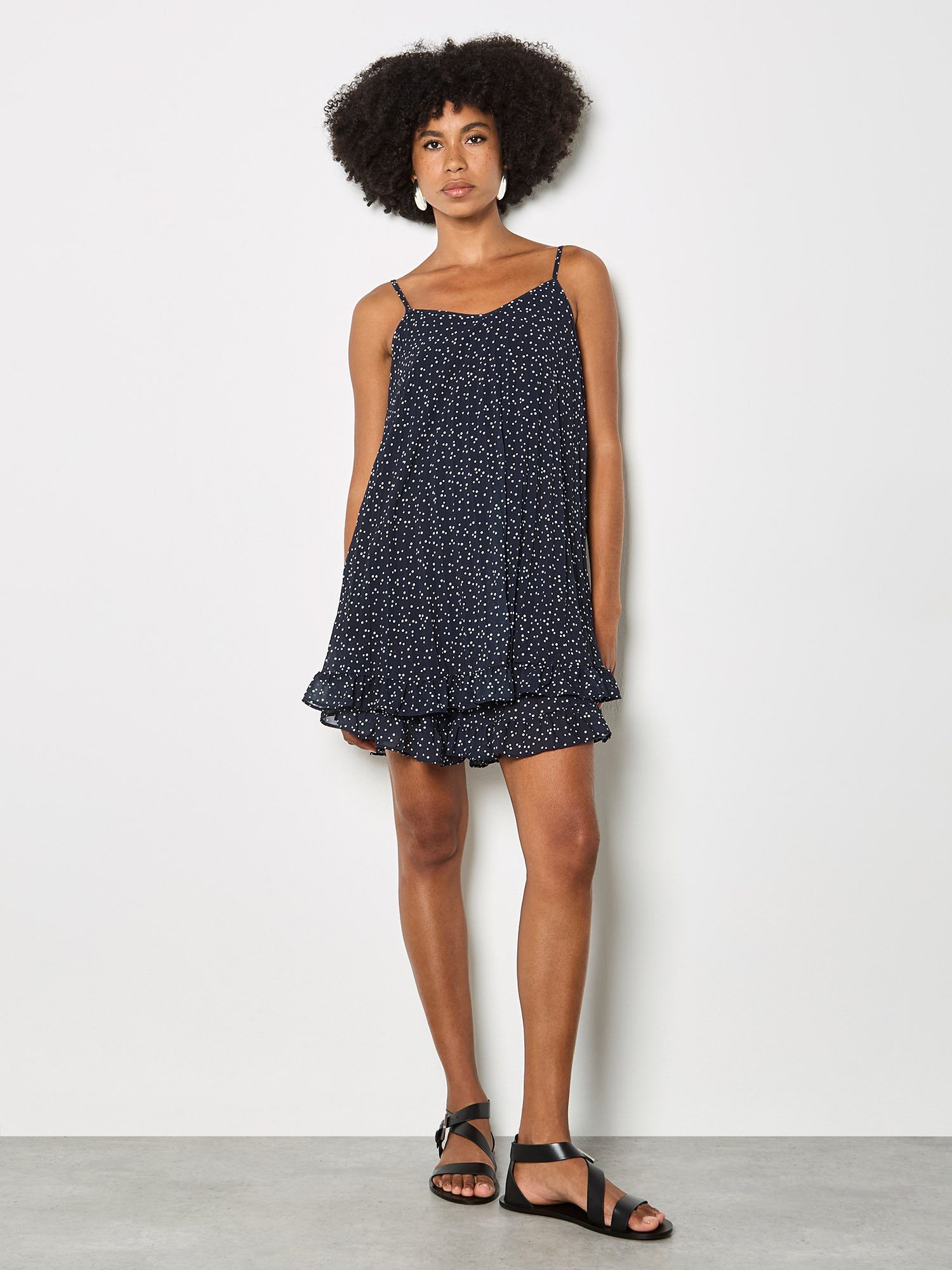 Apricot Chiffonkleid Gepunktetes Chiffon-Trägertop Druck