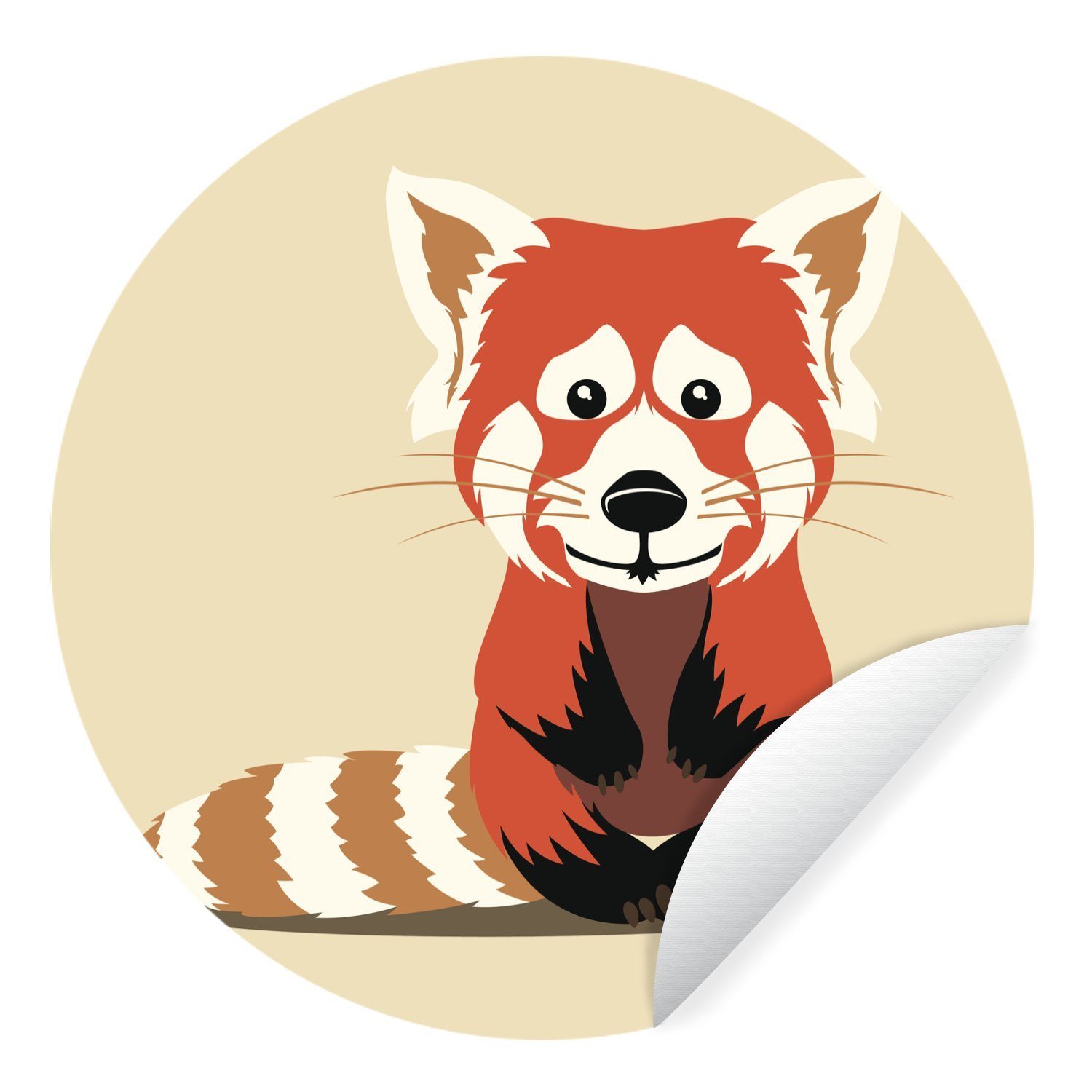 MuchoWow Wandsticker Eine Illustration eines lustigen roten Pandas (1 St), Tapetenkreis für Kinderzimmer, Tapetenaufkleber, Rund, Wohnzimmer
