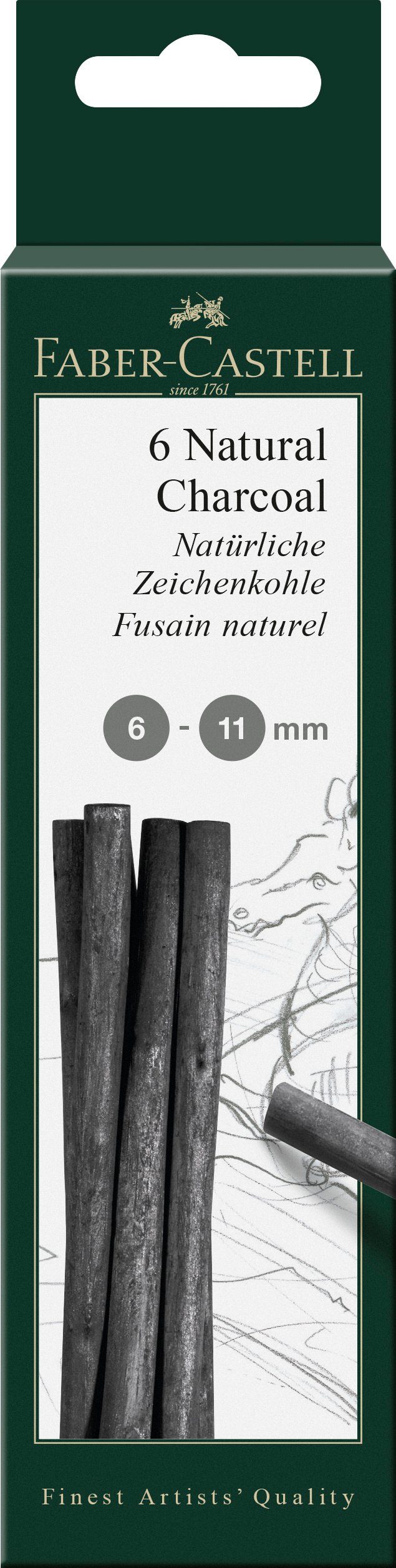 Faber-Castell Zeichenkohle Zeichenkohle PITT natürlich, 6-11mm