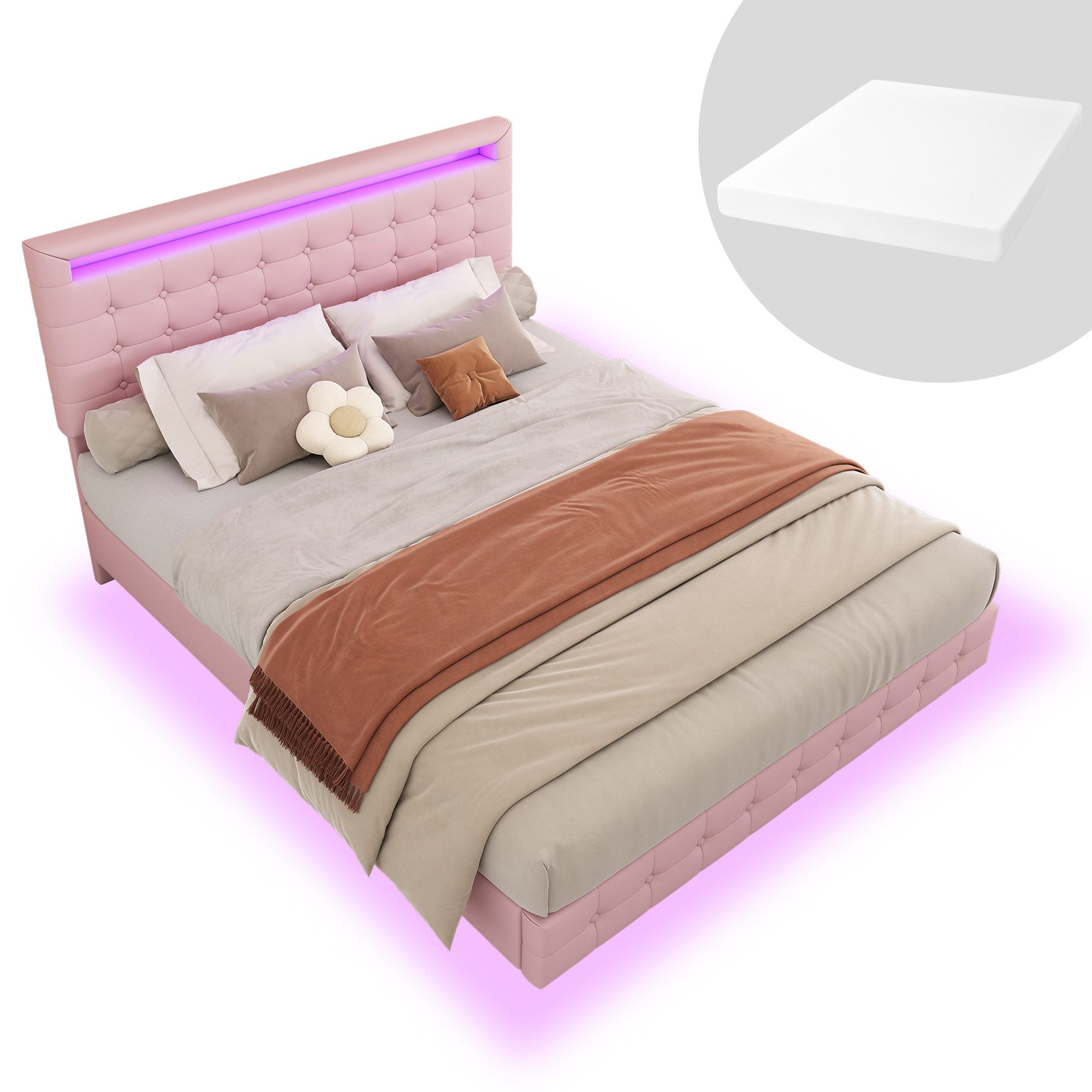 HAUSS SPOLE Polsterbett 140x200cm mit LED-Umgebungslicht, günstig online kaufen