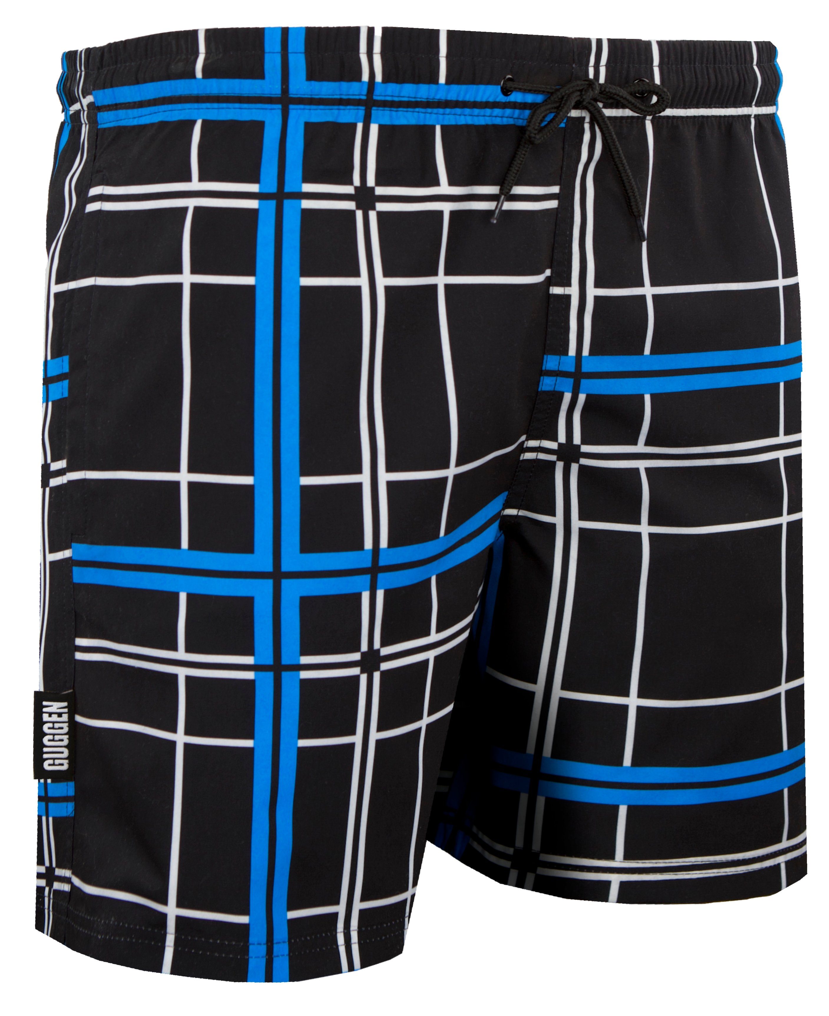 Schwimmhose Kordelzug schwarz Beachshorts Männer Badehose blau Mountain Badehose Schnelltrocknende Badeshorts GUGGEN kariert Herren Boardshorts Weiss