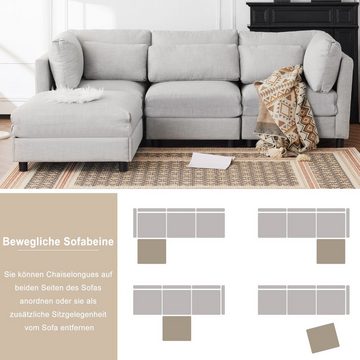 REDOM Sofa Ecksofa Schlafsofa, 3-Sitzer-Sofa, Wohnzimmersofa, Sofa mit Chaiselongue, mit Fußstütze