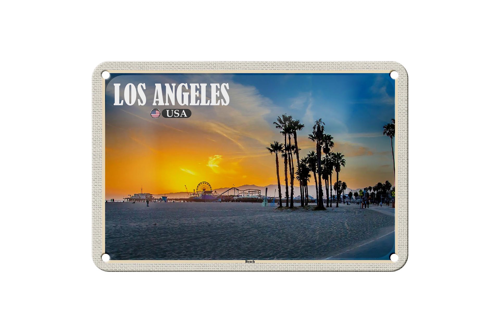 Metallschild Reise 18x12cm Los Angeles USA Beach Strand Venice Beach