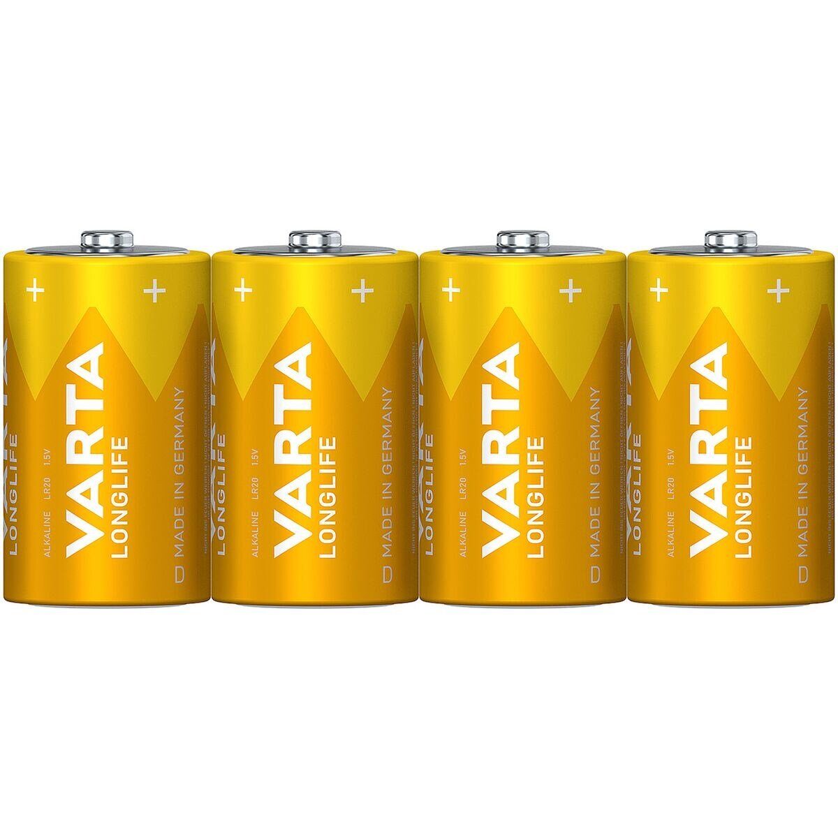 VARTA LONGLIFE Batterie, (1.5 V, 4 St), Mono / D / LR20, 1,5 V, Alkali