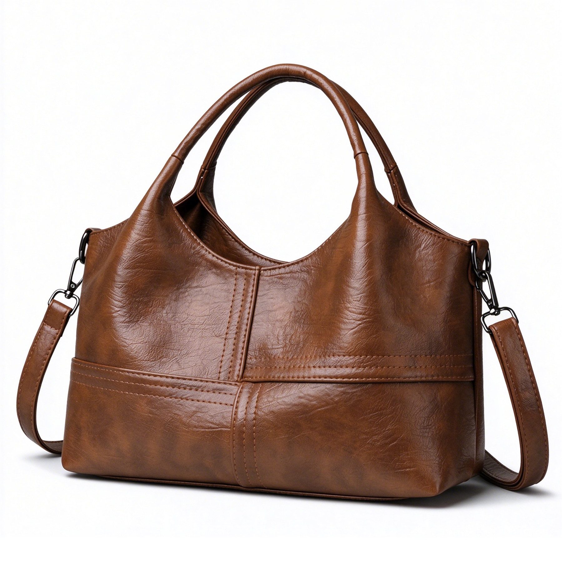 Mutig Schultertasche Handtasche Damen, Shopper Tasche PU-Leder (Umhängetasche mit Vielen Fächern, Schultertasche mit Verstellbar Abnehmbar Gurt), Crossbody Bags für Pendeln, Arbeit, Alltag und Reisen