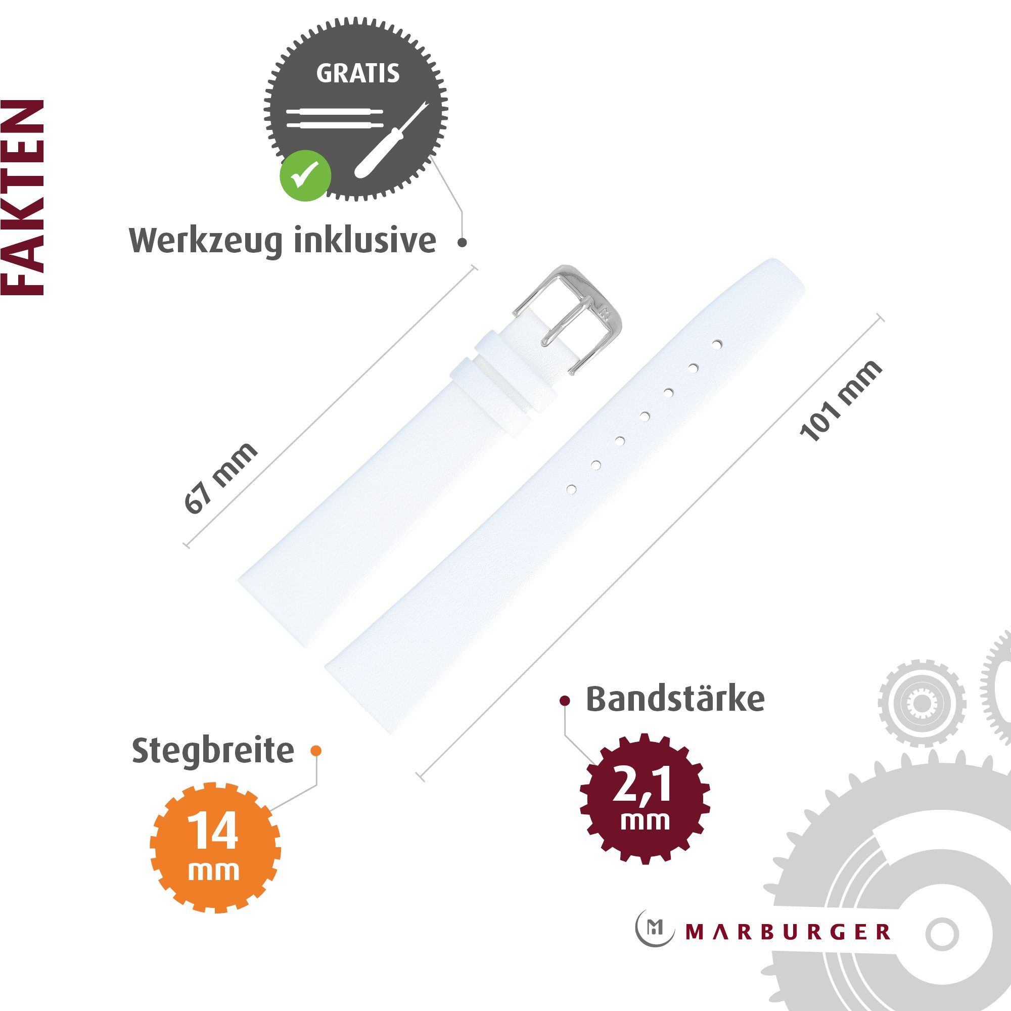 MARBURGER Uhrenarmband 14mm Leder