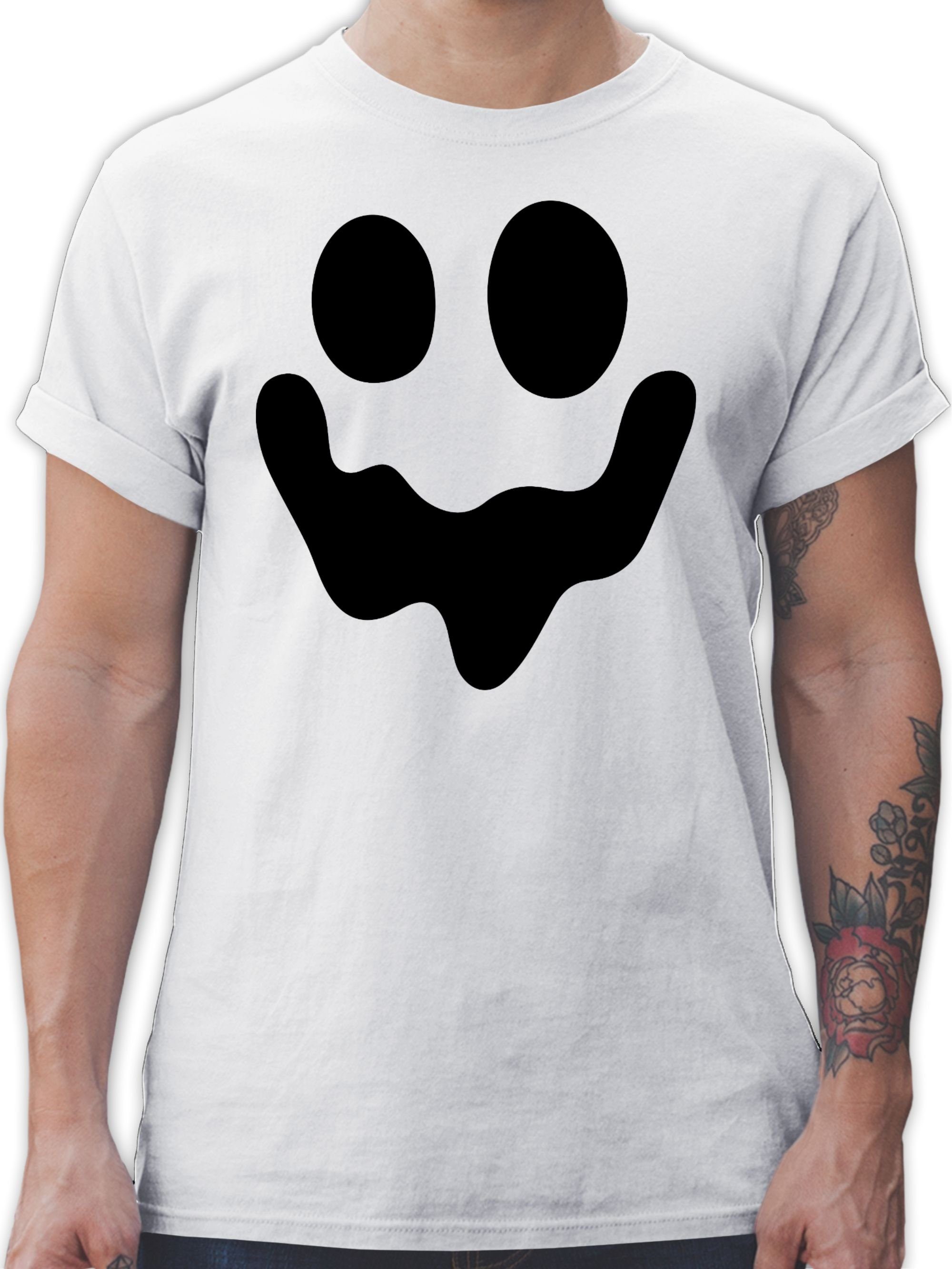 Shirtracer T-Shirt Geist Gespenst Spuk Weiß Gruselig 01 Herren Kostüme Halloween Einfach