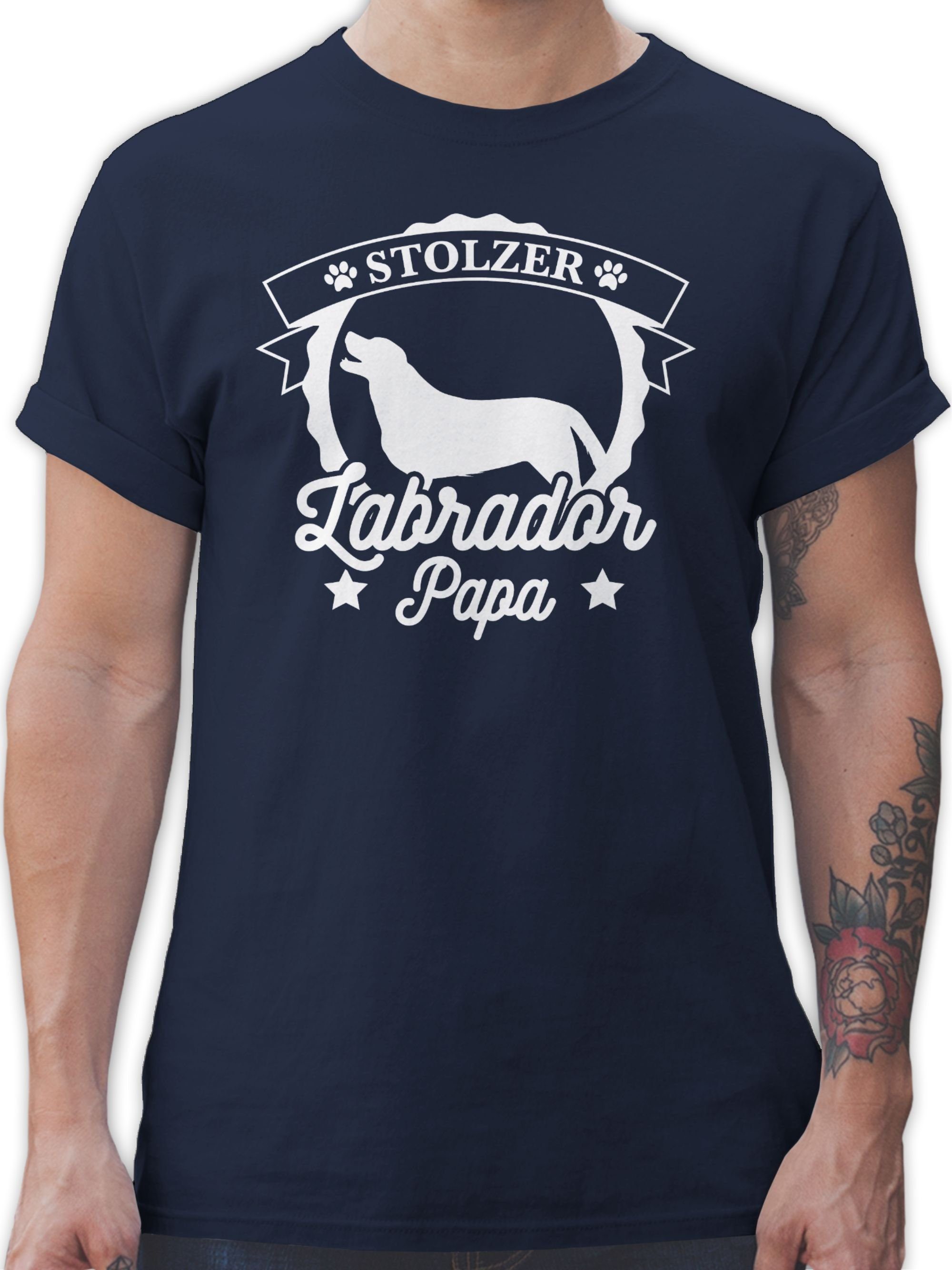 Shirtracer T-Shirt Stolzer Labrador Papa Geschenk für Hundebesitzer 3 Navy Blau
