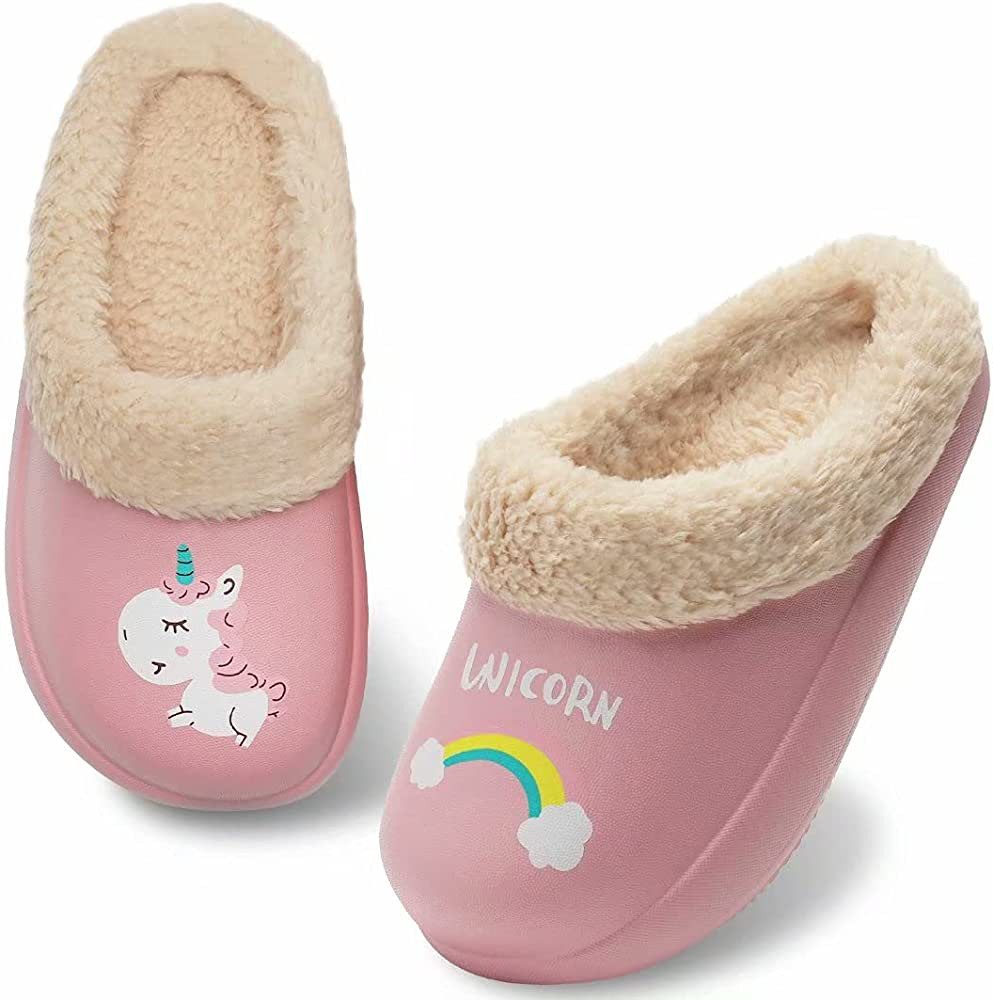 IceUnicorn Kinderhausschuhe für drinnen &draußen ideal für Freizeit, Garten& Kita Plüsch Hausschuhe (Kinderhausschuhe-Set, 1 Paar Kinder Clogs Hausschuhe) hochwertiges EVA-Material, Warmes Futter, Rutschfeste Sohle