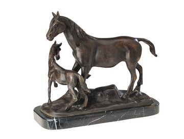 Aubaho Skulptur Bronze Pferd mit Fohlen Reiten 26cm Bronzefigur Bronzeskulptur antik S