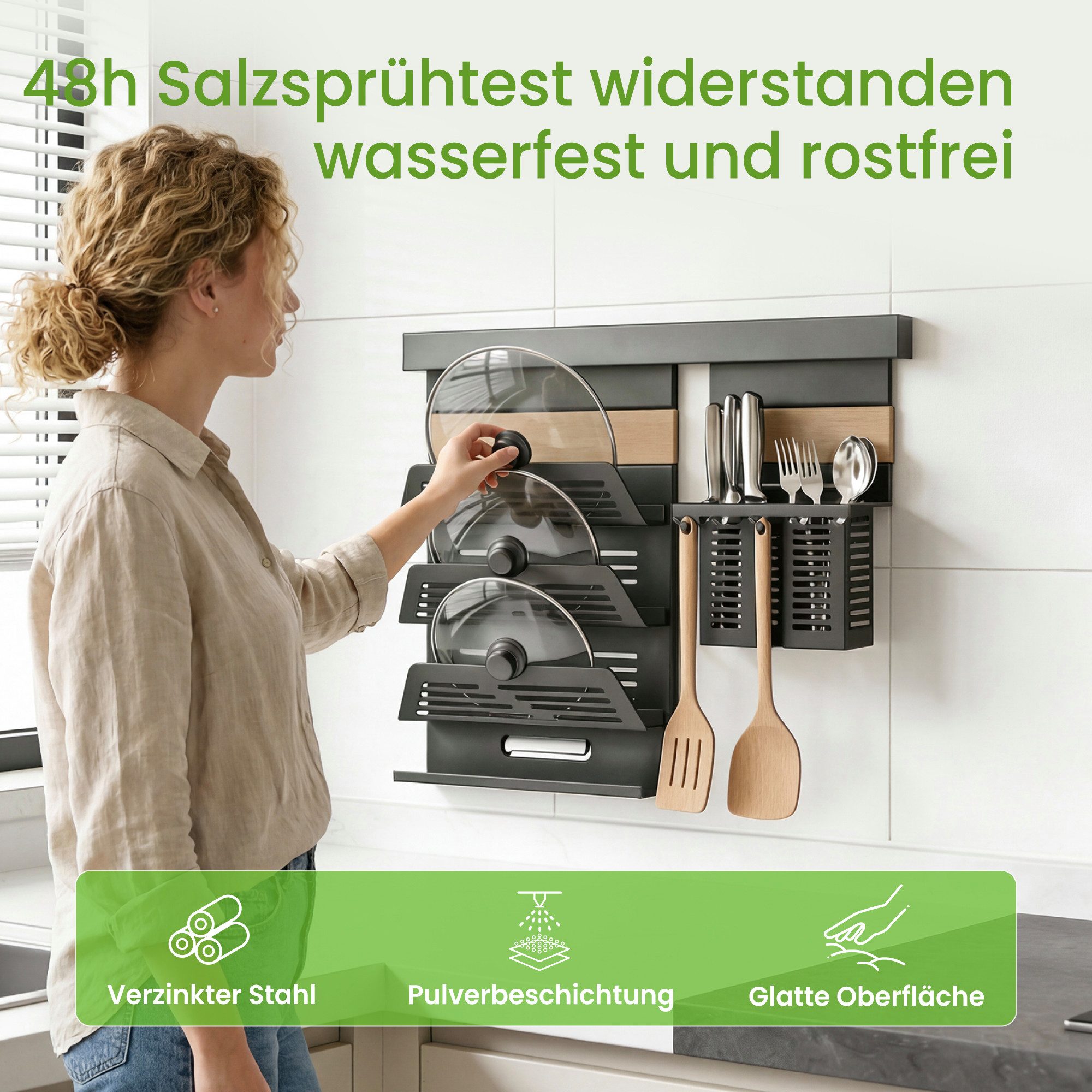 Mai & Mai Küchenregal Küchen Organizer Gewürzregal multifunktional Stahl verzinkt Reglo09-12, Flexible Varianten mit Haltern, optimale Raumnutzung in der Küche