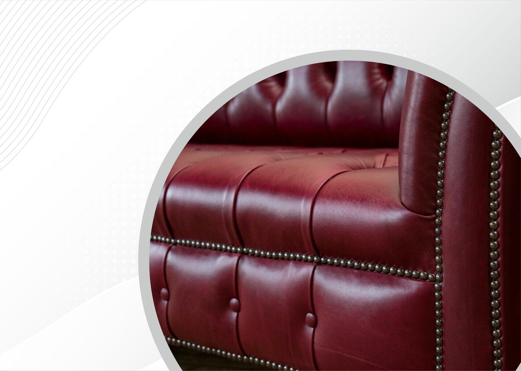 Xlmoebel Chesterfield-Sofa Rotes Chesterfield Big Sofa 265 cm XXL Polster Leder Textil, Hergestellt in Europa