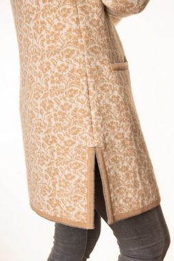 Pezzo D'oro Strickmantel Strickjacke knielang, offwhite/camel, Gehrock,reine Merinowolle, (1-teilig) Matel wird in Jacquardstrick, Doppelstrick gefertigt,keine Flottfäden