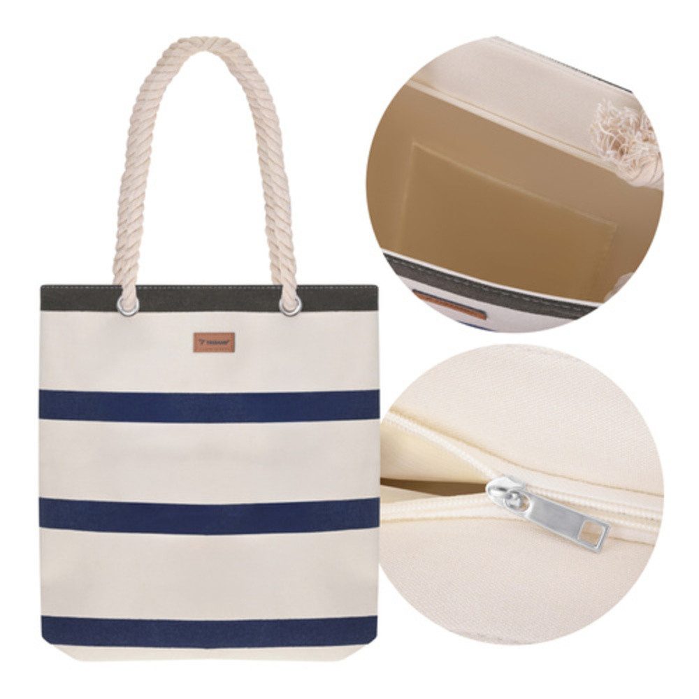 Trizand Strandtasche Picknicktasche Einkaufstasche (Spar-Set, 1-tlg., wasserdicht), Viel Stauraum für Handtücher, Strandutensilien, Picknick-Zubehör