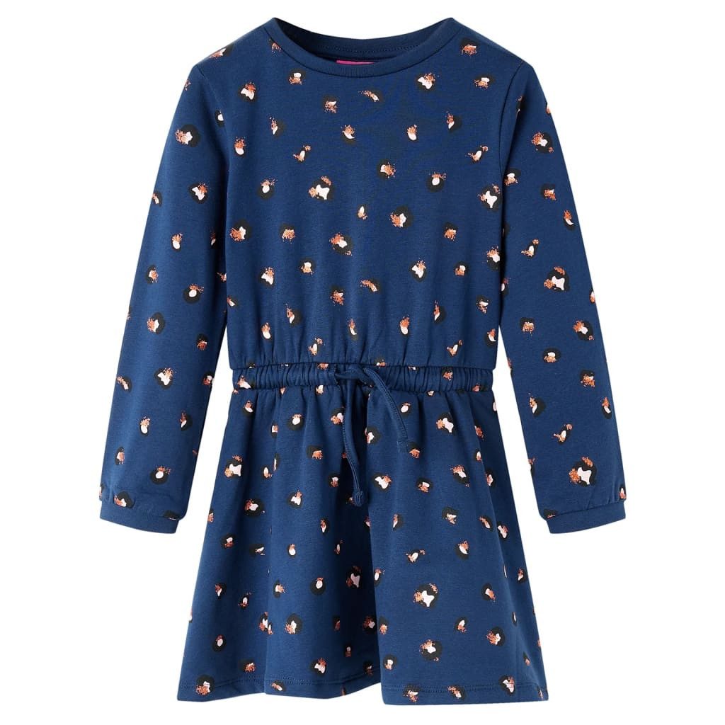 Druckkleid Kinderkleid mit Langen Ärmeln Marineblau 128