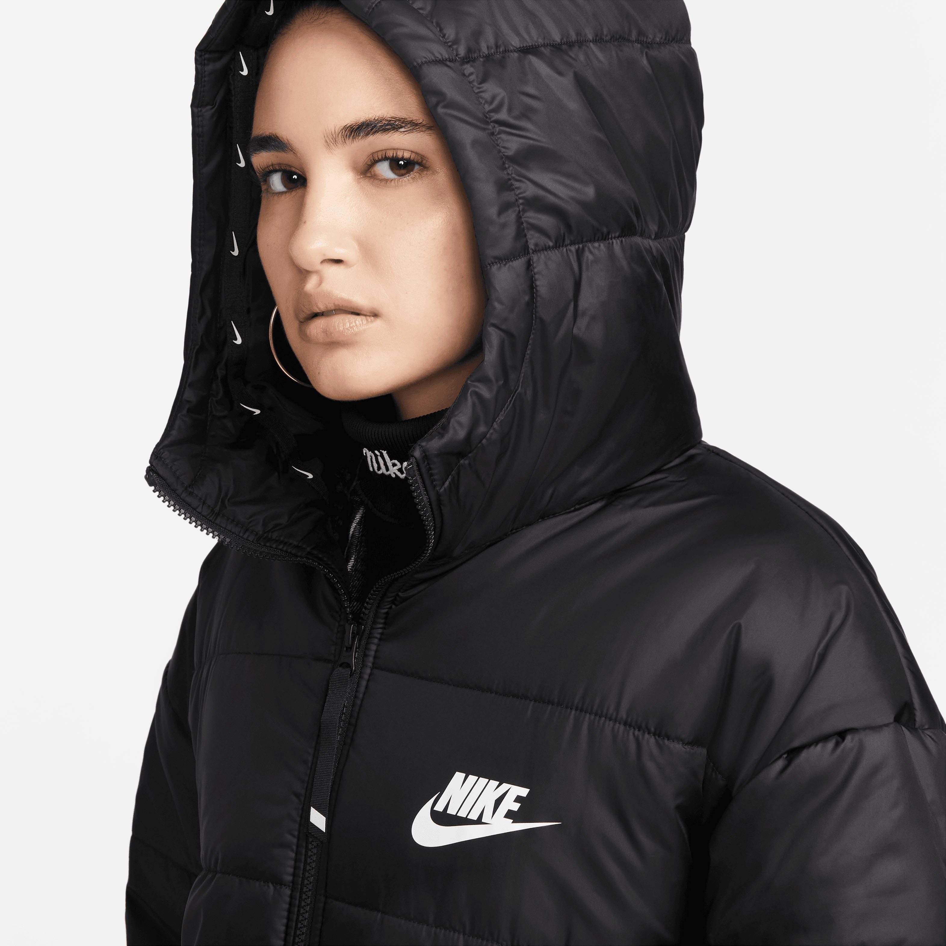 Parka Sportswear Repel Steppmantel Hooded Nike Therma-FIT BLACK/BLACK/WHITE Women's