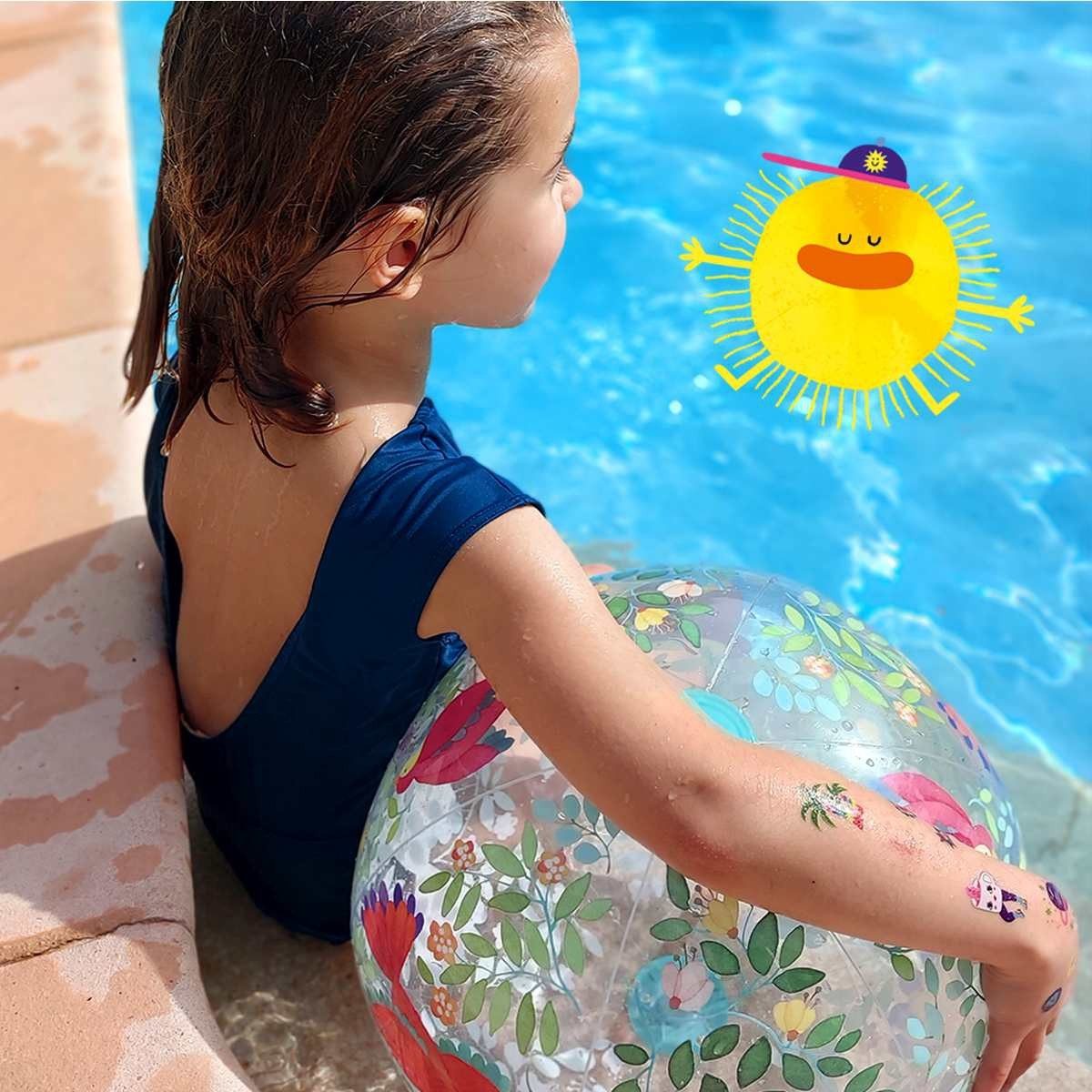DJECO Wasserball Aufblasbarer Wasserball Ø 35 cm, robust, für Kinder ab 3 Jahren