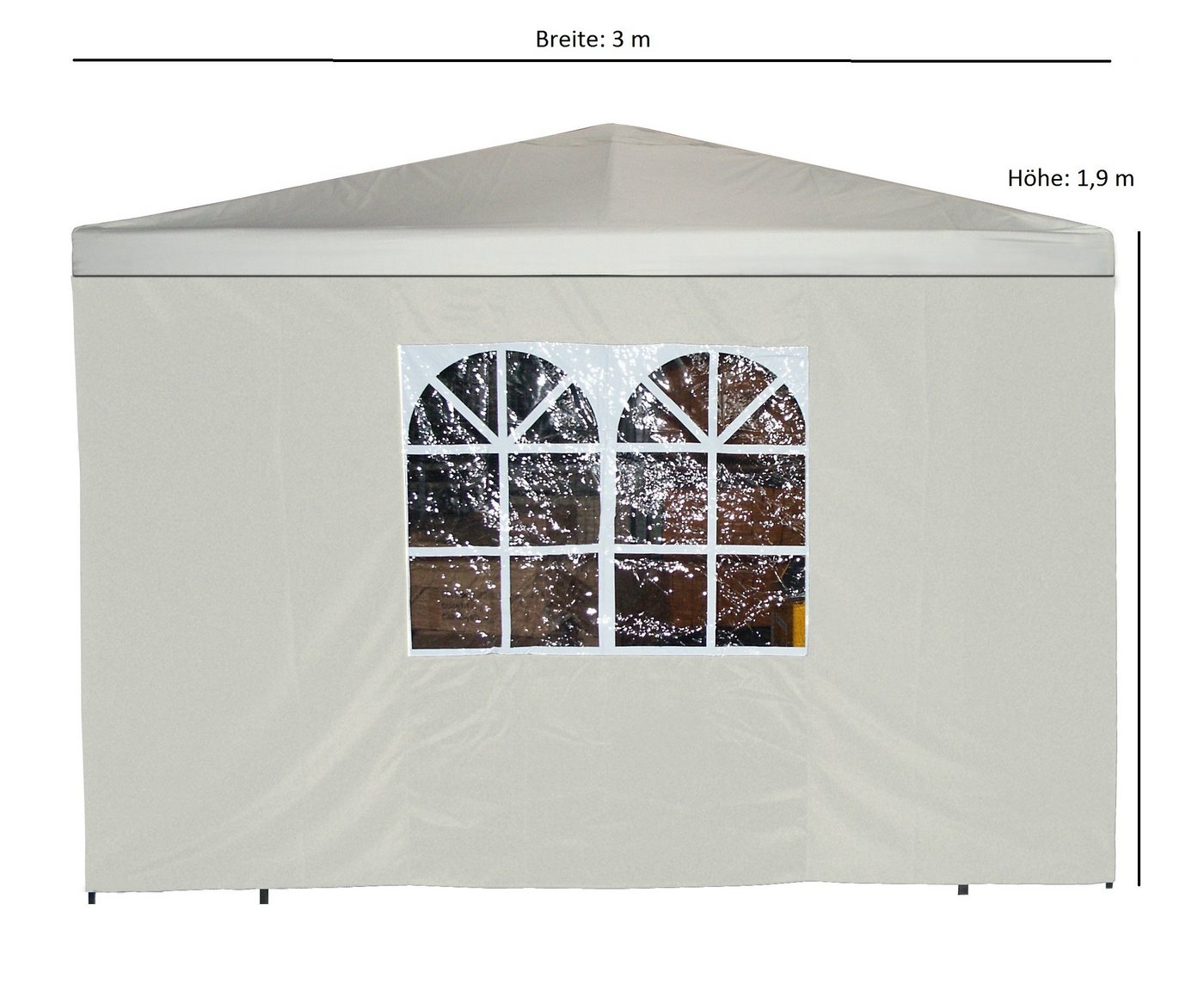 Thumbnail - DEGAMO Pavillonseitenteil, 3x1,9 Meter, Polyester ecrufarben, mit Fenster