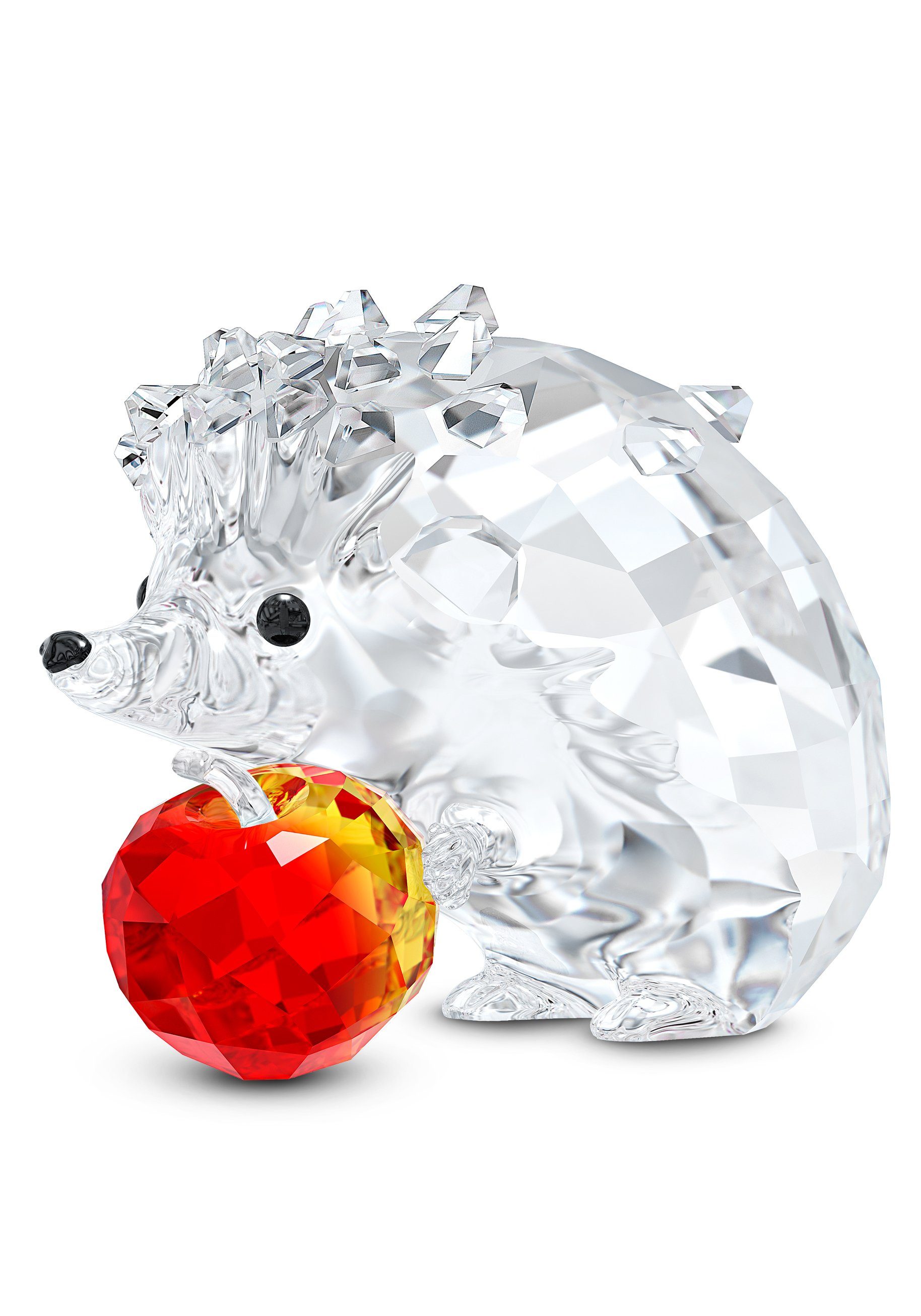 Swarovski Dekofigur Kristallfigur Igel mit Apfel, 5532203 (1 St), Swarovski® Kristall mit schwarzem Emaille