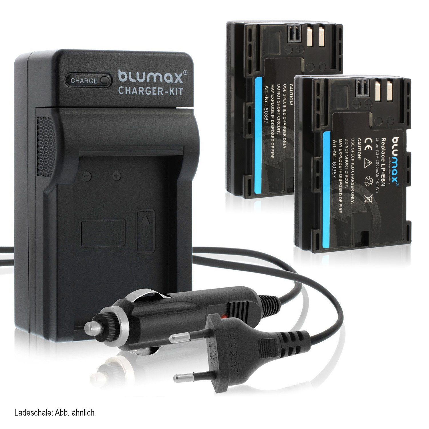 Blumax Set mit Lader für Canon LP-E6N EOS R7 R6 2000mAh Kamera-Akku