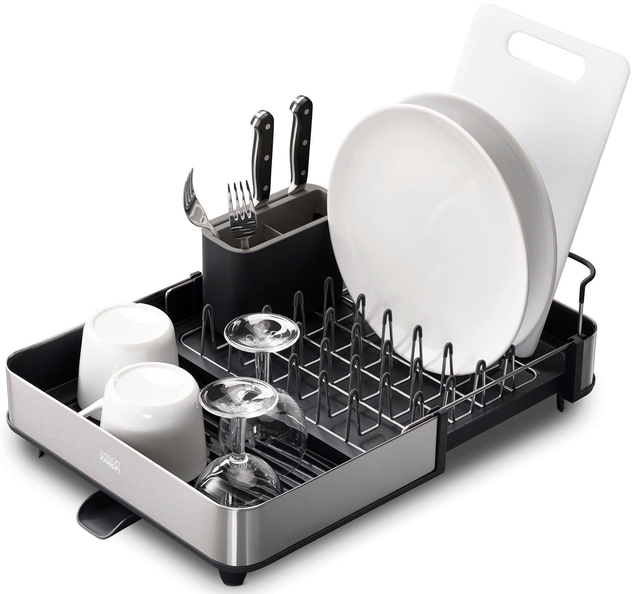 Joseph Joseph Geschirrständer Extend Steel, ausziehbar, mit Ablaufstutzen, Kunststoff