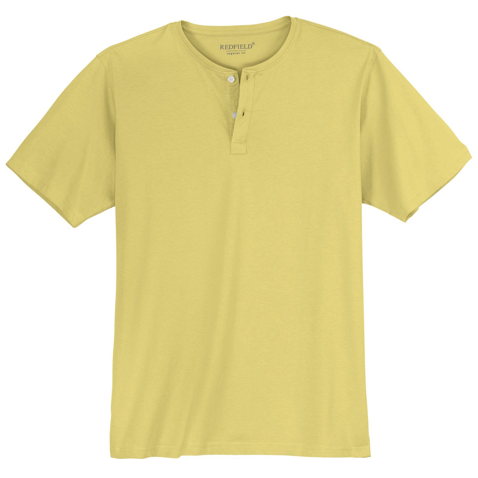 T-Shirt Rundhalsshirt Knopfleiste hellgelb Große redfield Redfield Größen Herren
