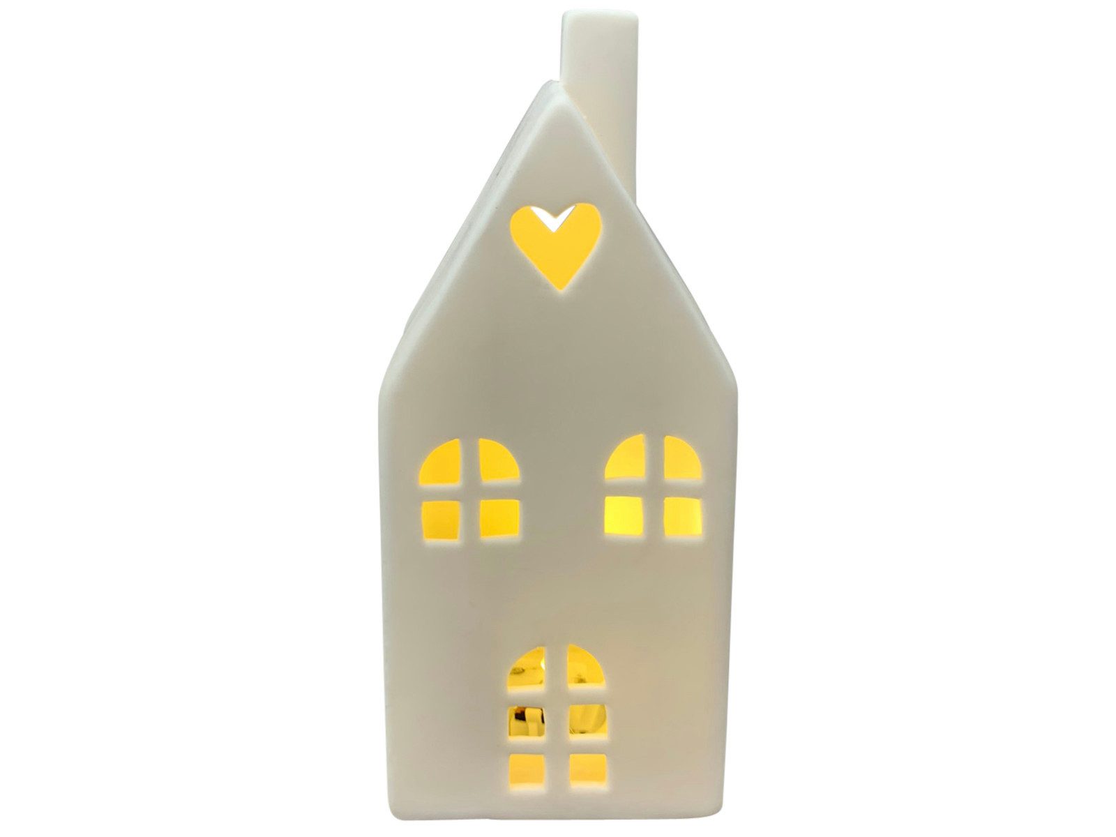 Dekofigur CœuR LED Haus weiß 8,2x7,2x19,2cm