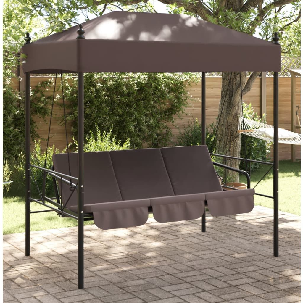 vidaXL Hollywoodschaukel Hollywoodschaukel mit Dach Kaffeebraun Stahl, 1 tlg.