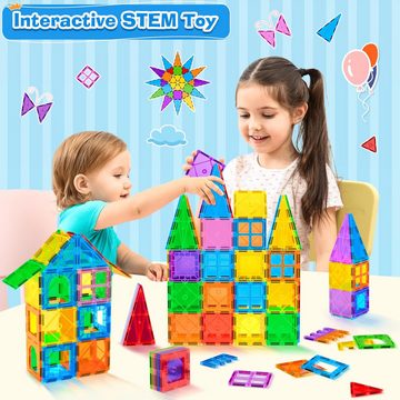 LENBEST Magnetspielbausteine Magnet Toys Magnetische Fliesen, magnetisches Bausteine-Set, (85 St), pädagogisches Bauset, Magnet-Stapelspielzeug für Jungen und Mädchen