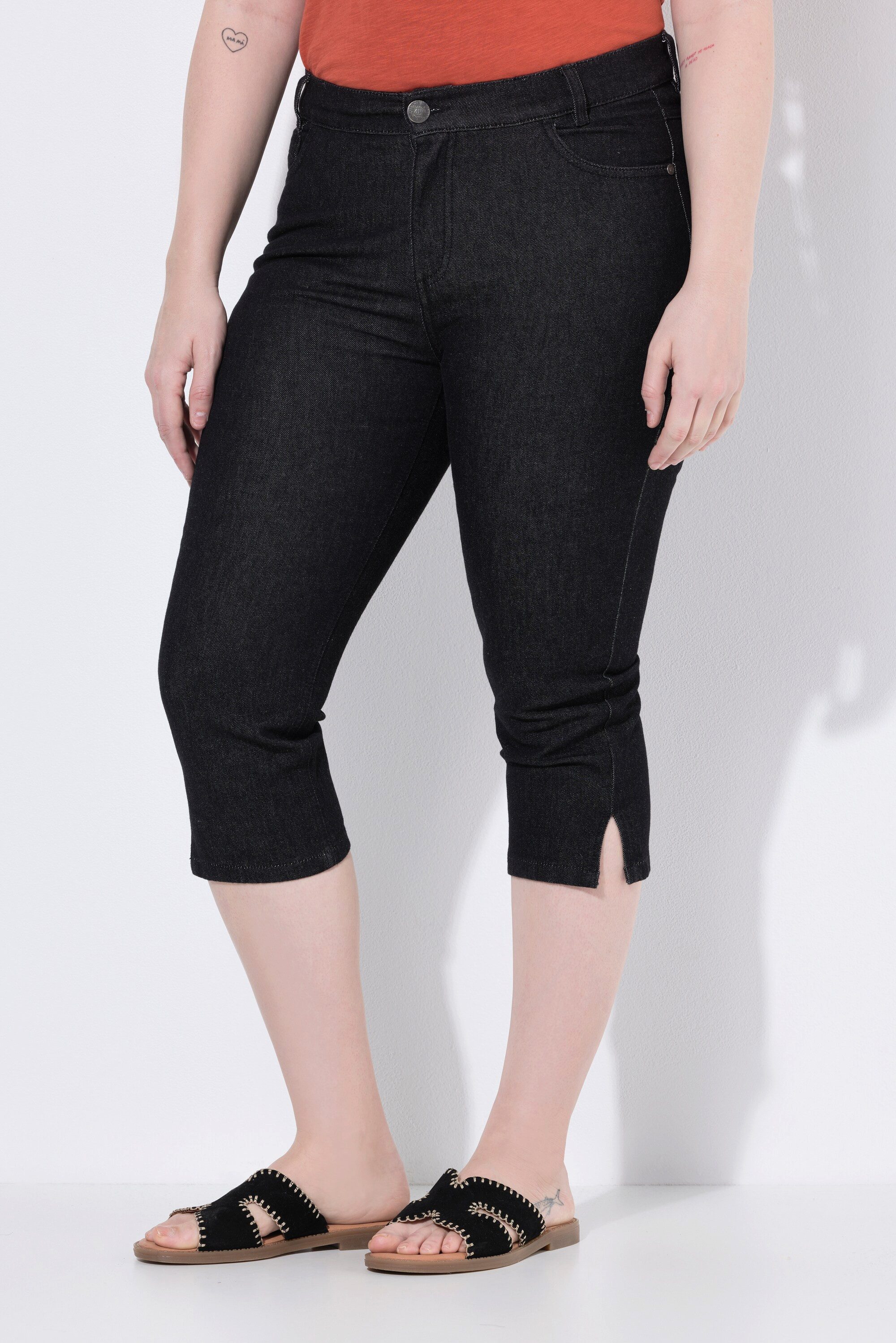 Ulla Popken 5-Pocket-Jeans Capri-Jeans Sarah schmales Bein Stretchdenim