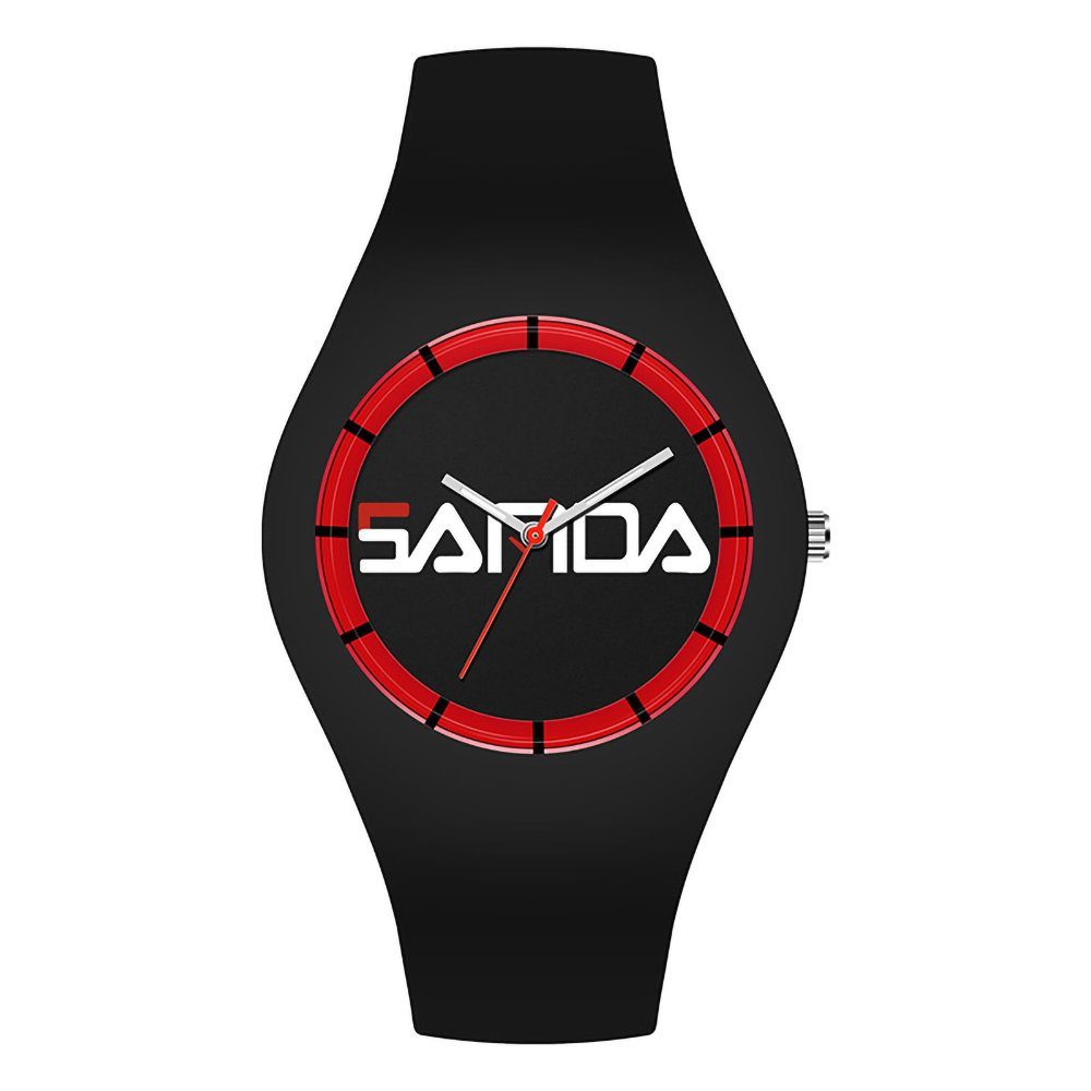 GelldG Uhr Armbanduhr Uhren analog Quarz mit Silikonarmband wasserdicht Sportuhr Rot, Schwarz(stil1)