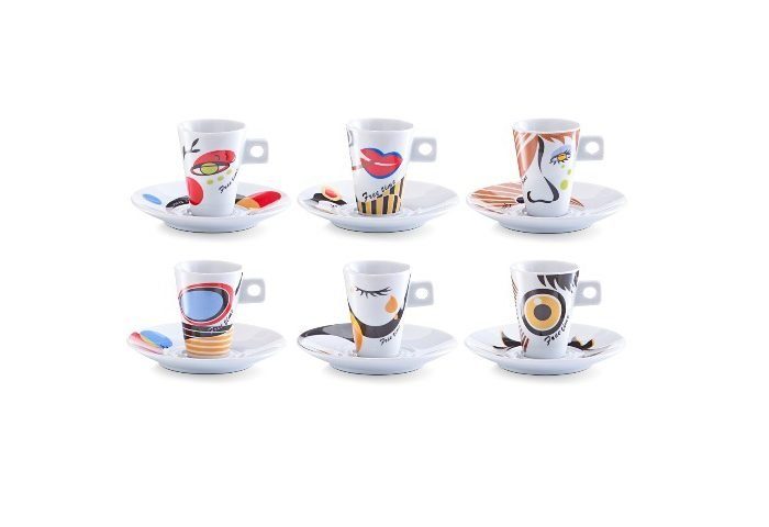 Zeller Present Espressotasse Faces, 12-tlg., Porzellan, 6 Tassen, 6 Untertassen