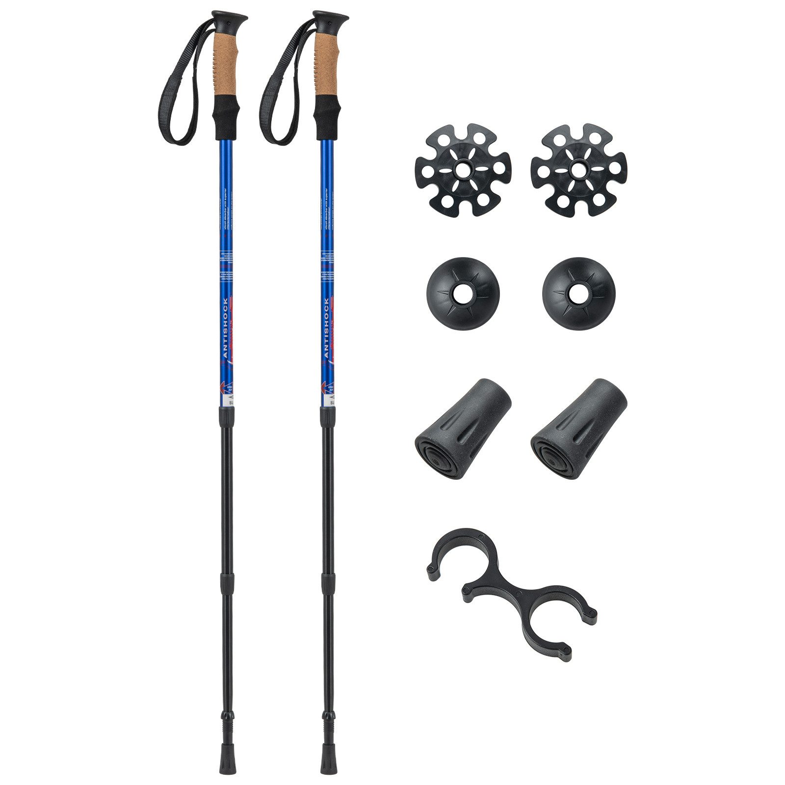 COSTWAY Nordic-Walking-Stöcke (2 St), 65-135cm verstellbar, Alu, Korkgriff, EVA