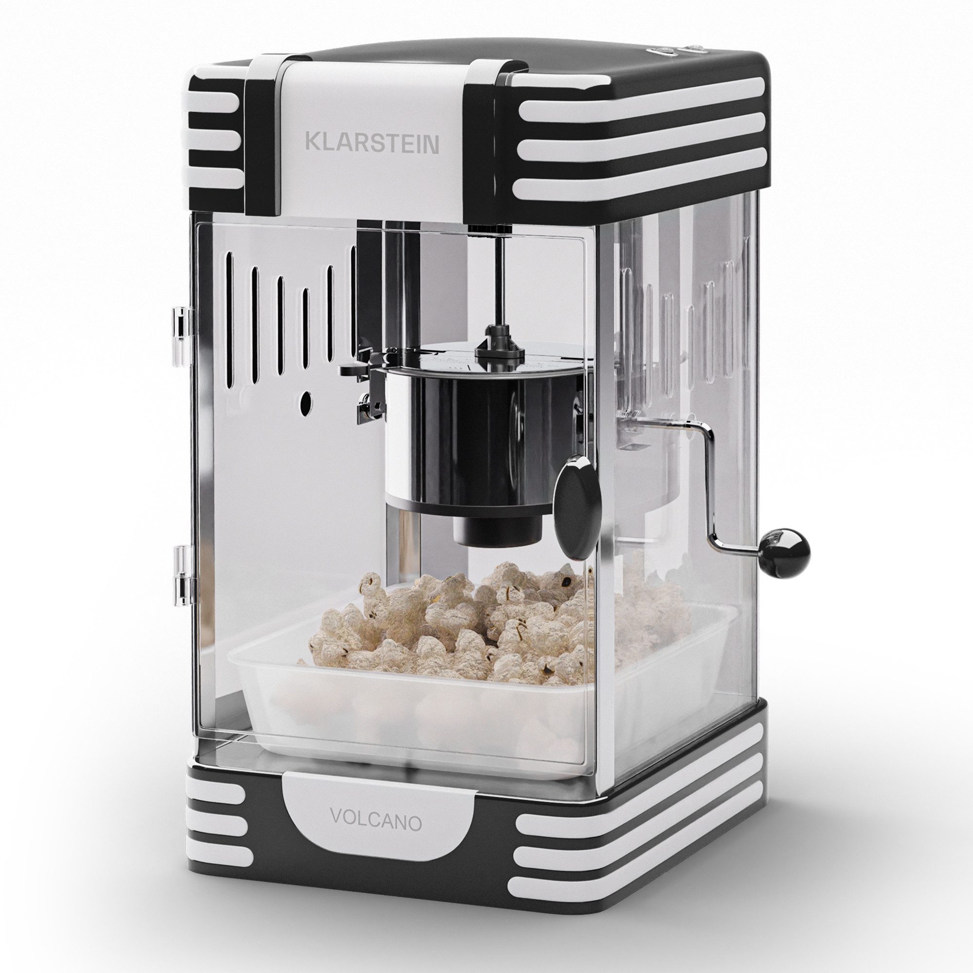 Klarstein Popcornmaschine Volcano, Popcornmaker Popcornautomat Popkornmaschine Popcorn mit Öl Schwarz